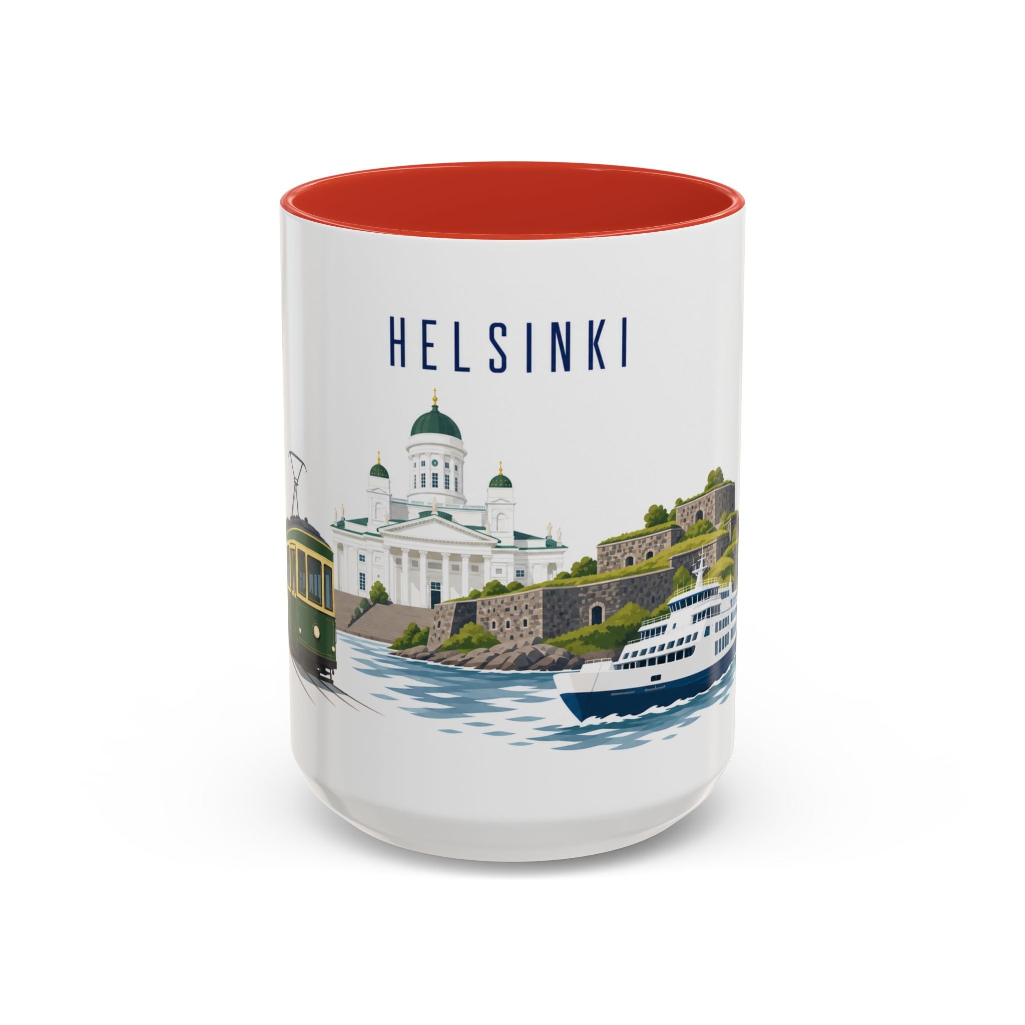 Helsinki Coffee Mug | Finland Travel Souvenir | Porcelain Decal City Gift | 11oz 15oz Accent Mug