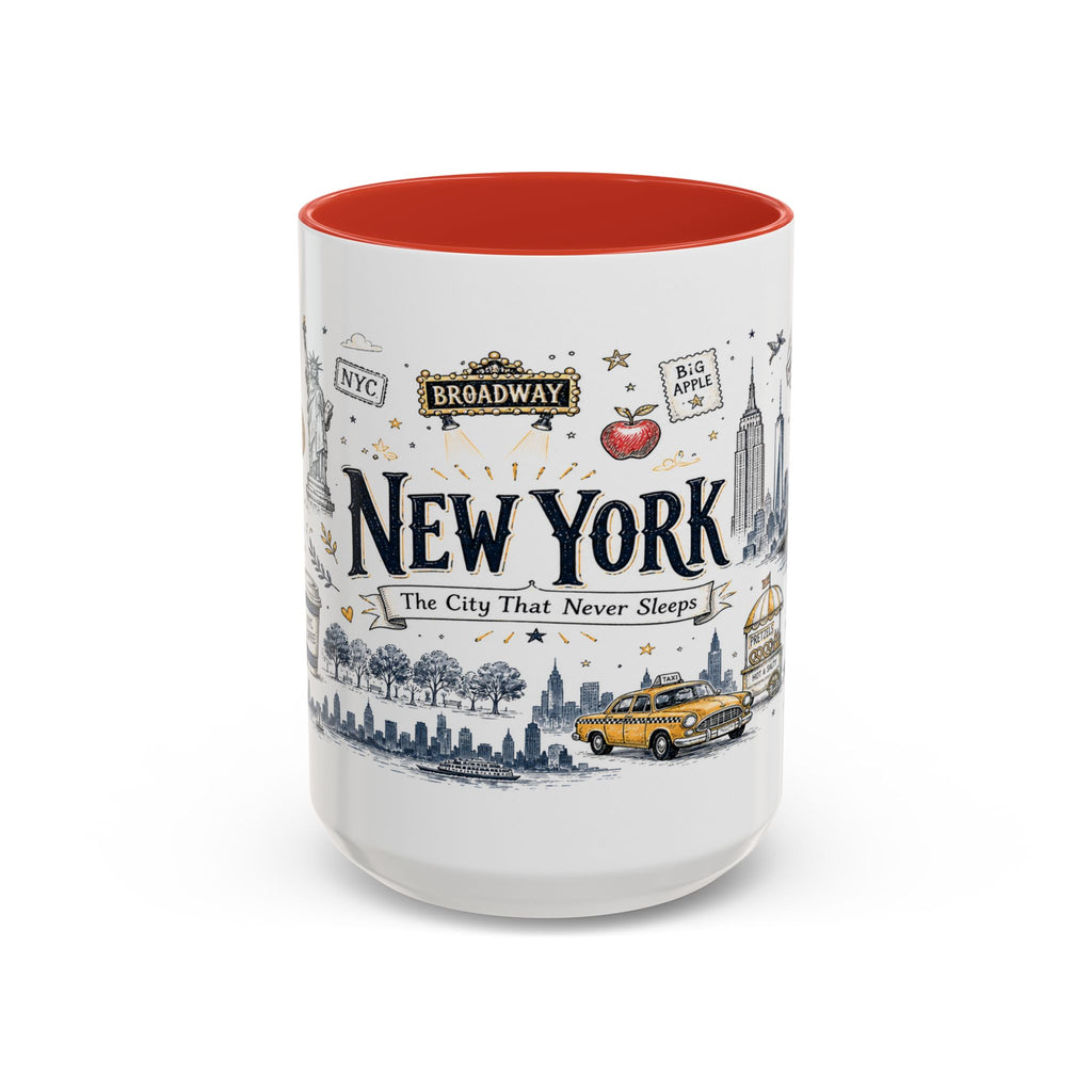 New York City Coffee Mug | New York Souvenir Travel Gift | Accent Color Ceramic 11oz 15oz