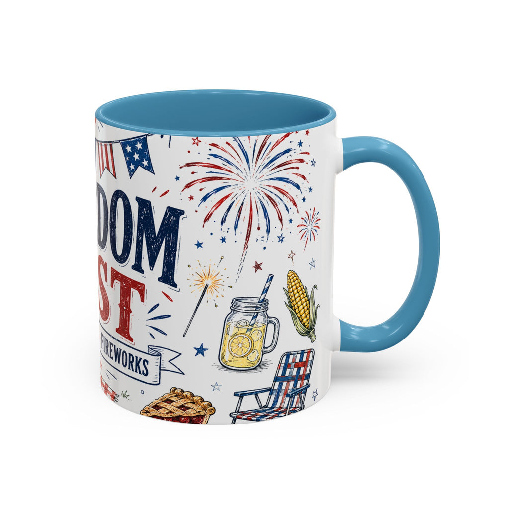 Freedom Fest Coffee Mug | Grill Chill Fireworks 4th of July | Accent Color Ceramic 11oz 15oz