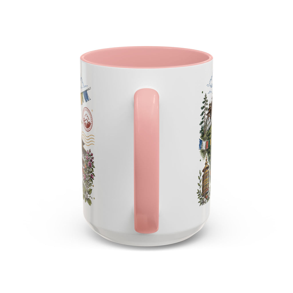 Bhutan Valleys Coffee Mug | Travel Destination Souvenir Gift | Accent Color Ceramic 11oz 15oz