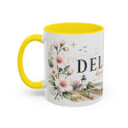 Delaware State Map Mug | Botanical Beach Accent Coffee Cup (11oz/15oz)