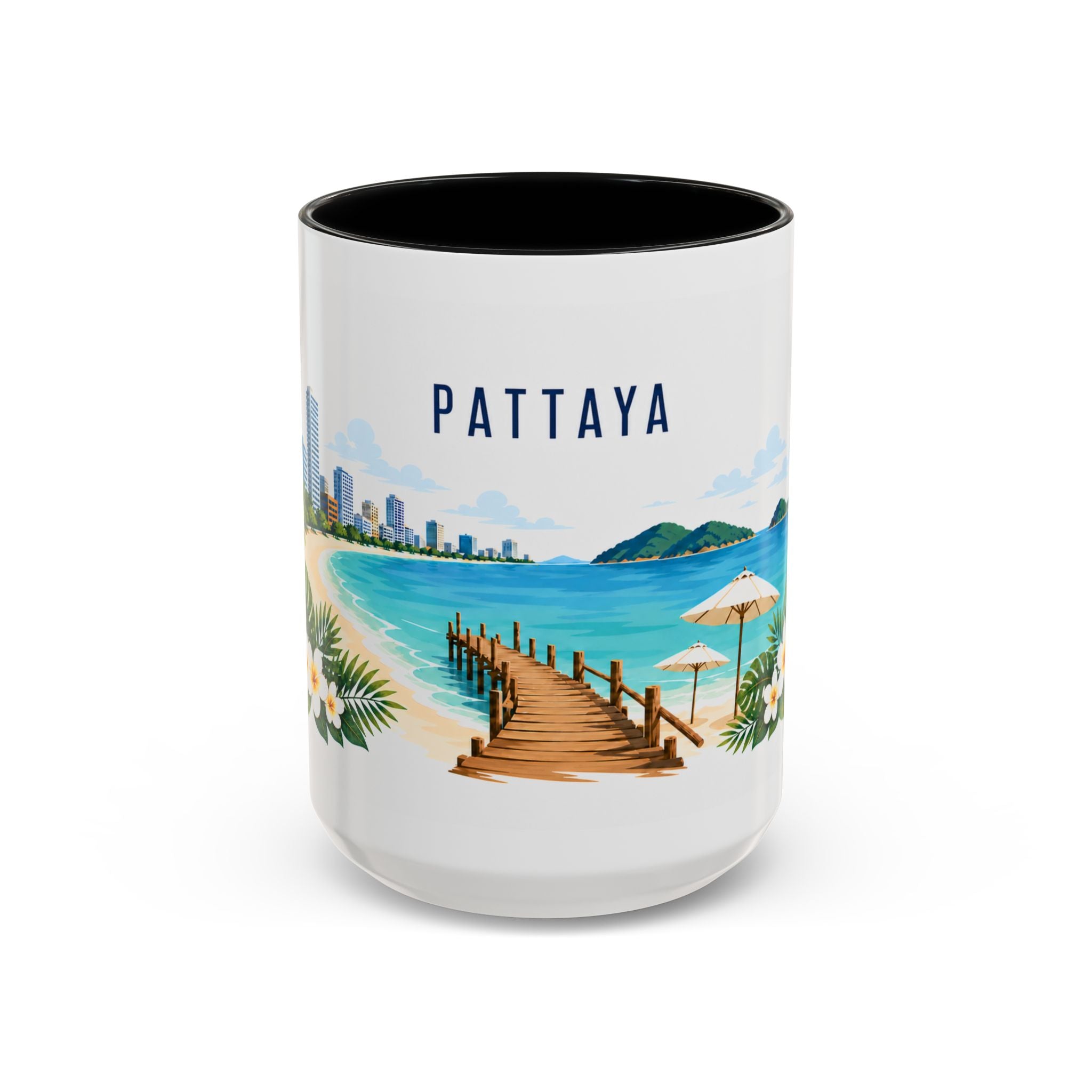 Pattaya Coffee Mug | Thailand Travel Souvenir | Porcelain Decal City Gift | 11oz 15oz Accent Mug