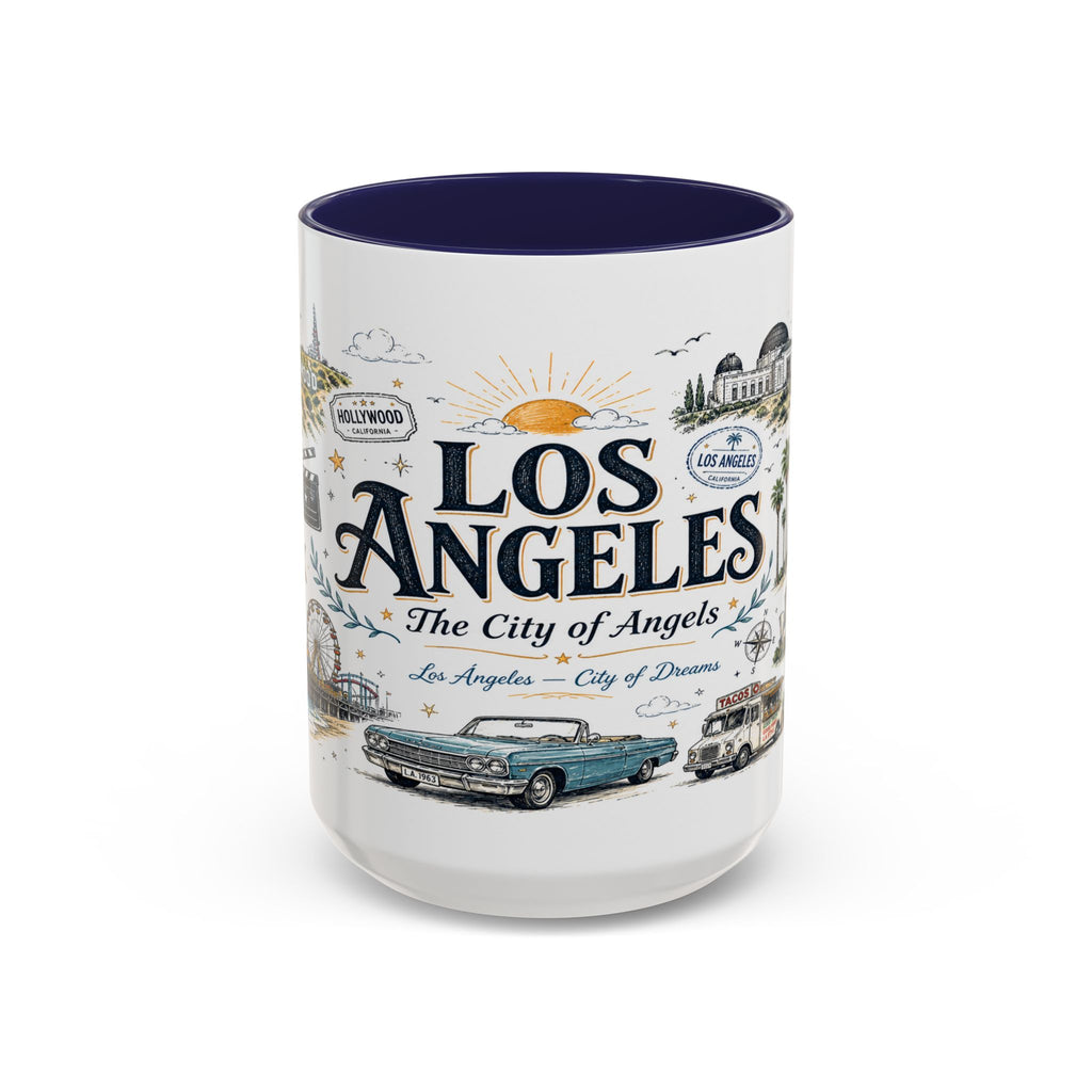 Los Angeles Coffee Mug | California Souvenir City Gift | Accent Color Ceramic 11oz 15oz