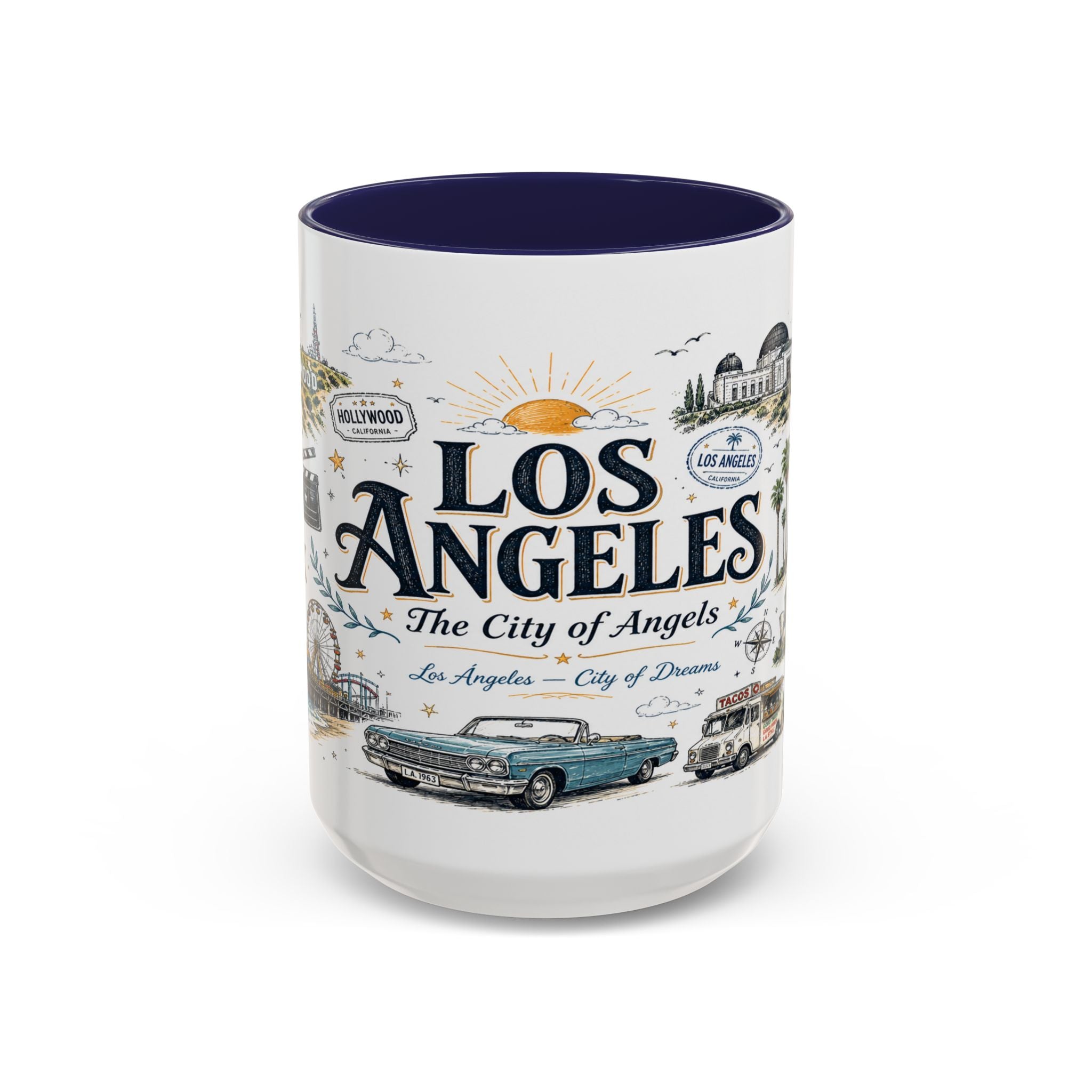 Los Angeles Coffee Mug | California Souvenir City Gift | Accent Color Ceramic 11oz 15oz