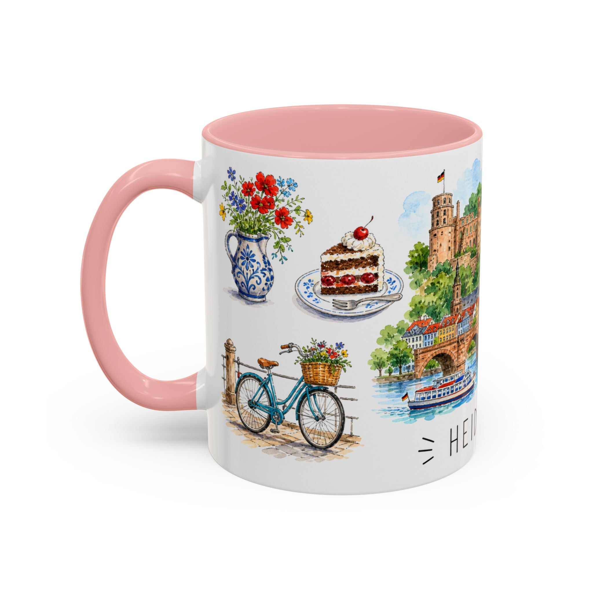 Heidelberg Illustrated Travel Mug | City Souvenir Accent Coffee Mug | 11oz 15oz Ceramic Cup