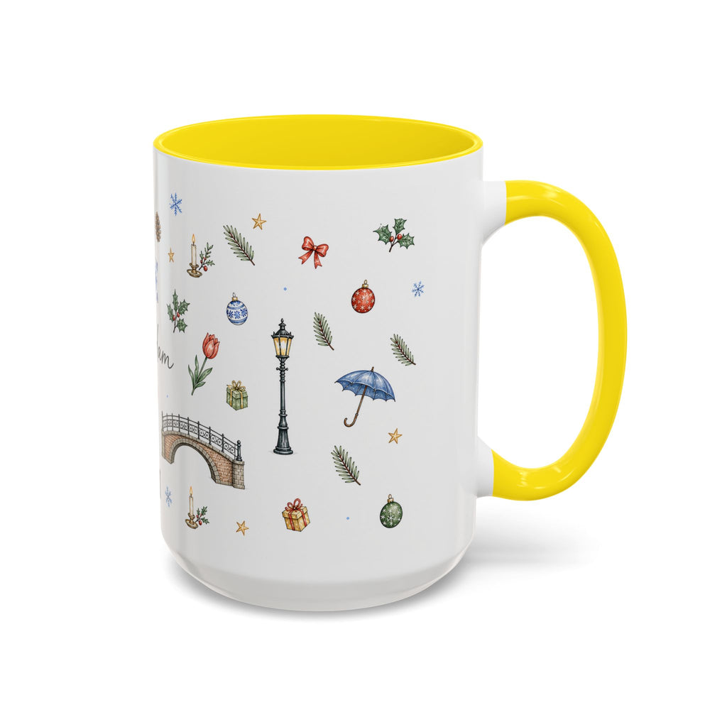 Amsterdam Christmas Watercolor Mug | Festive City Souvenir Coffee Cup