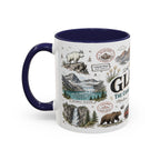 Glacier Coffee Mug | National Park Hiking Montana Gift | Accent Color Ceramic 11oz 15oz