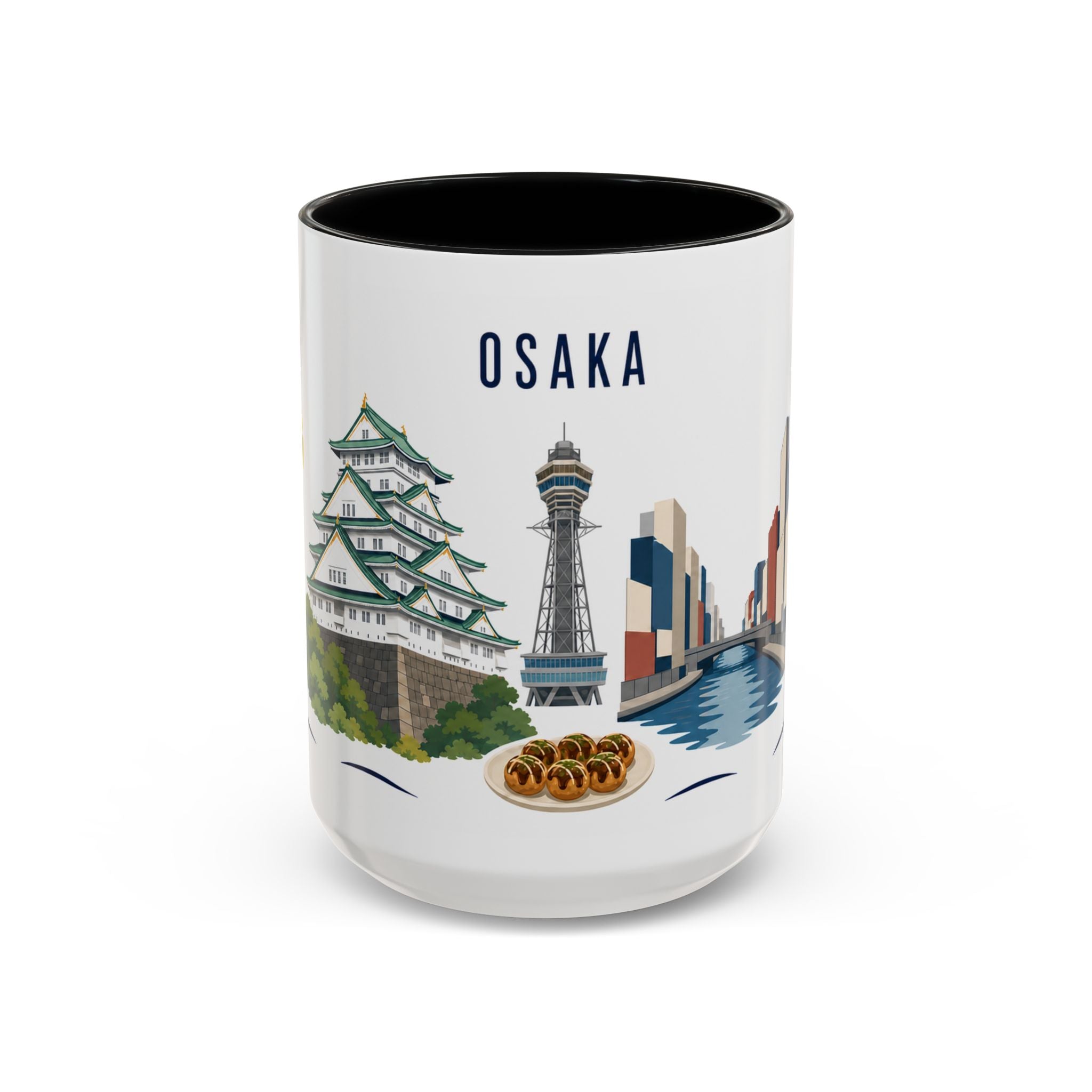 Osaka Coffee Mug | Japan Travel Souvenir | Porcelain Decal City Gift | 11oz 15oz Accent Mug
