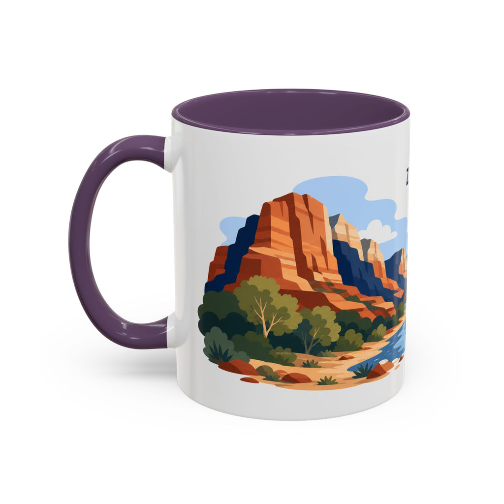 Zion National Park Coffee Mug | Solid Color Block Park Souvenir | 11oz 15oz Accent Mug
