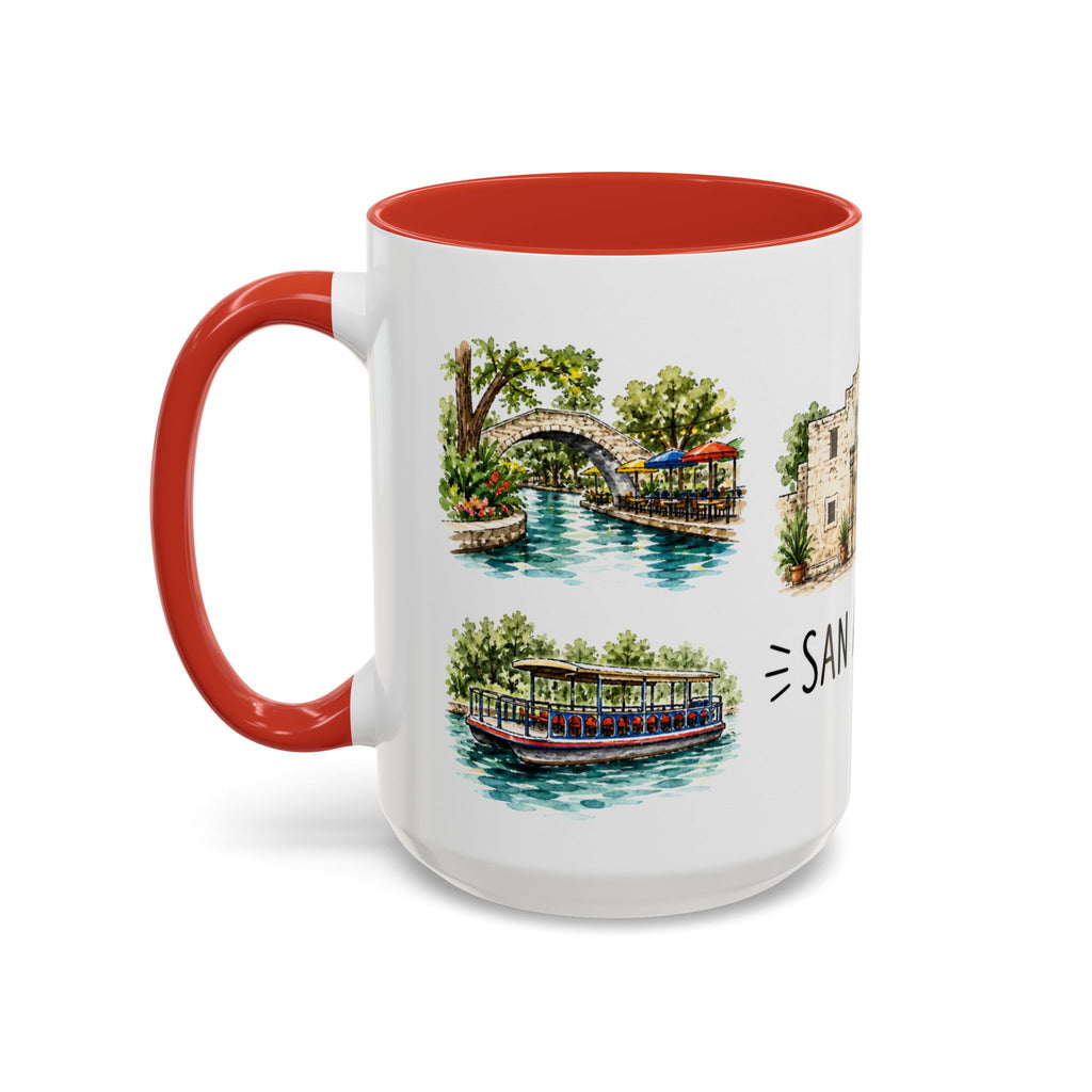 San Antonio Illustrated Travel Mug | City Souvenir Accent Coffee Mug | 11oz 15oz Ceramic Cup