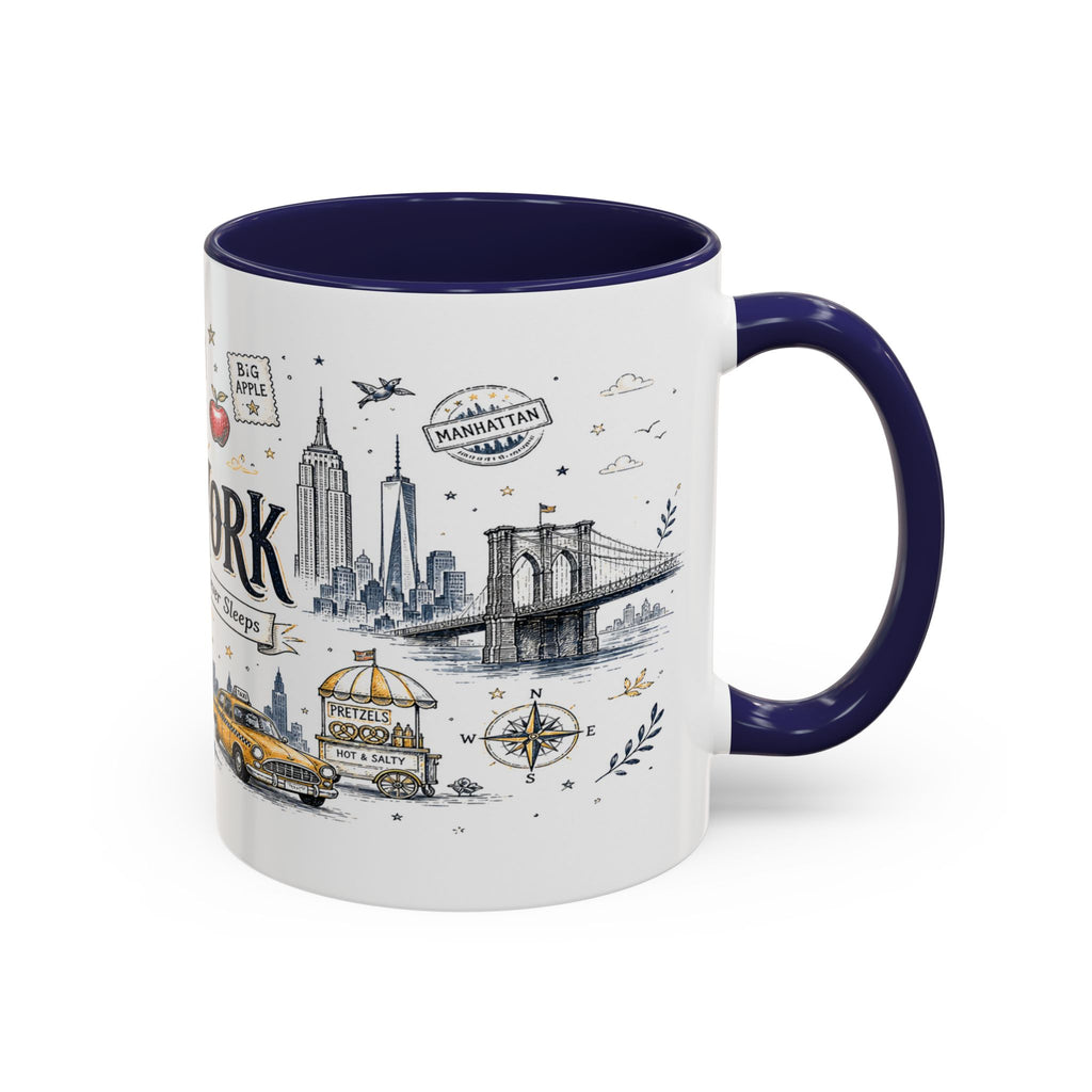 New York City Coffee Mug | New York Souvenir Travel Gift | Accent Color Ceramic 11oz 15oz