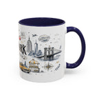 New York City Coffee Mug | New York Souvenir Travel Gift | Accent Color Ceramic 11oz 15oz