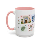 Fez Coffee Mug | Postage Stamp Collage Mug | Travel Souvenir Accent Cup 11oz 15oz