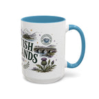 Scottish Highlands Coffee Mug | Travel Destination Souvenir Gift | Accent Color Ceramic 11oz 15oz