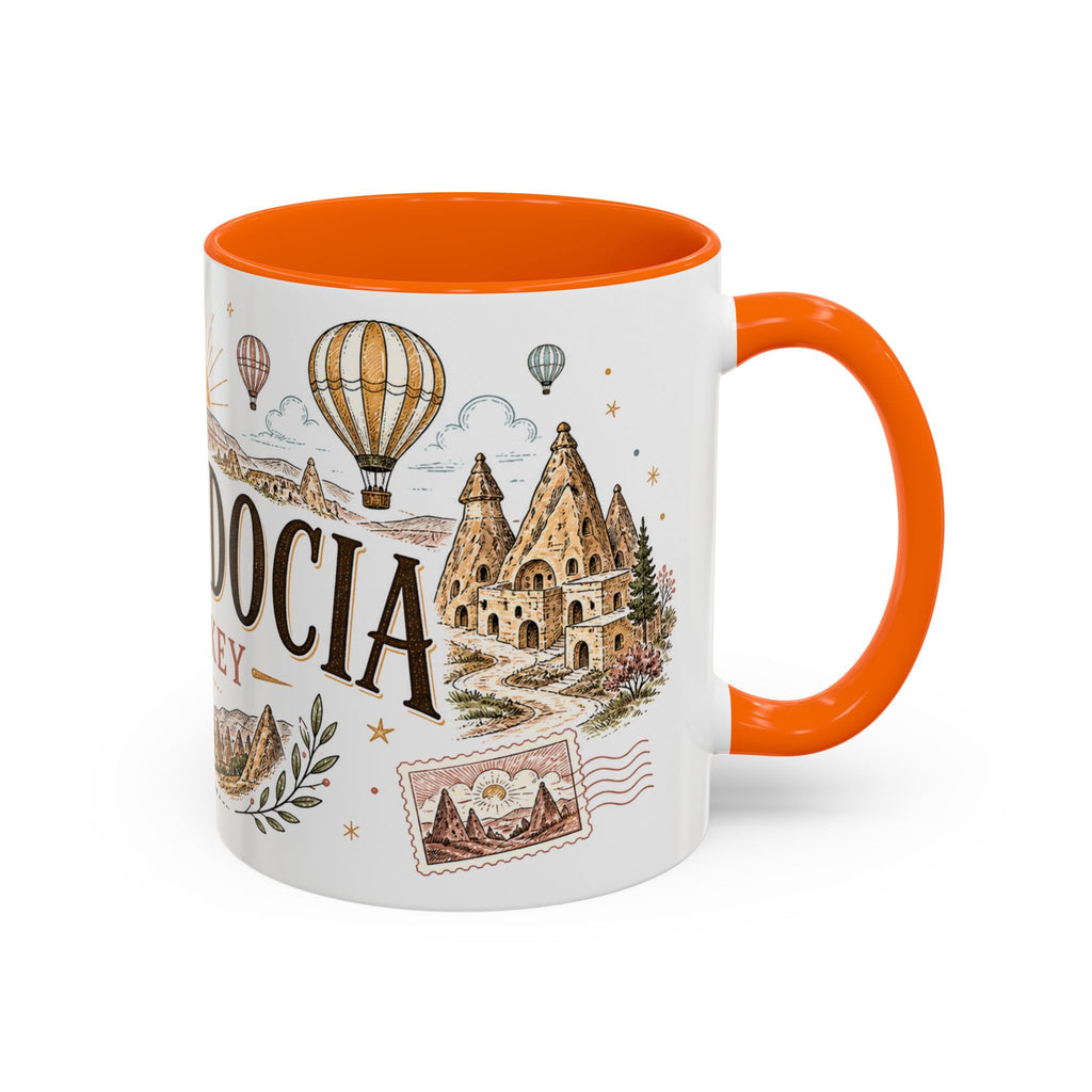 Cappadocia Coffee Mug | Travel Destination Souvenir Gift | Accent Color Ceramic 11oz 15oz