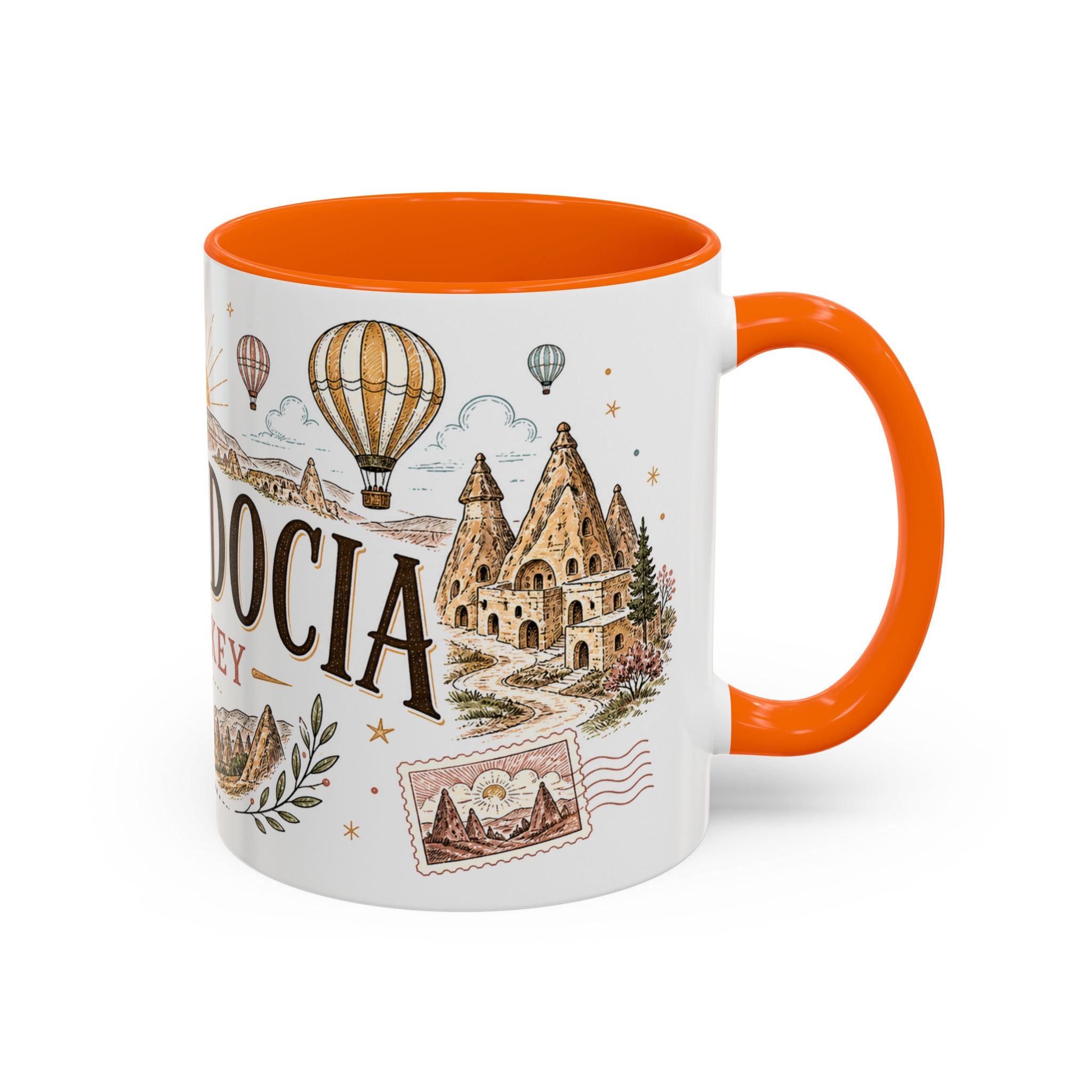 Cappadocia Coffee Mug | Travel Destination Souvenir Gift | Accent Color Ceramic 11oz 15oz