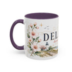 Delaware State Map Mug | Botanical Beach Accent Coffee Cup (11oz/15oz)