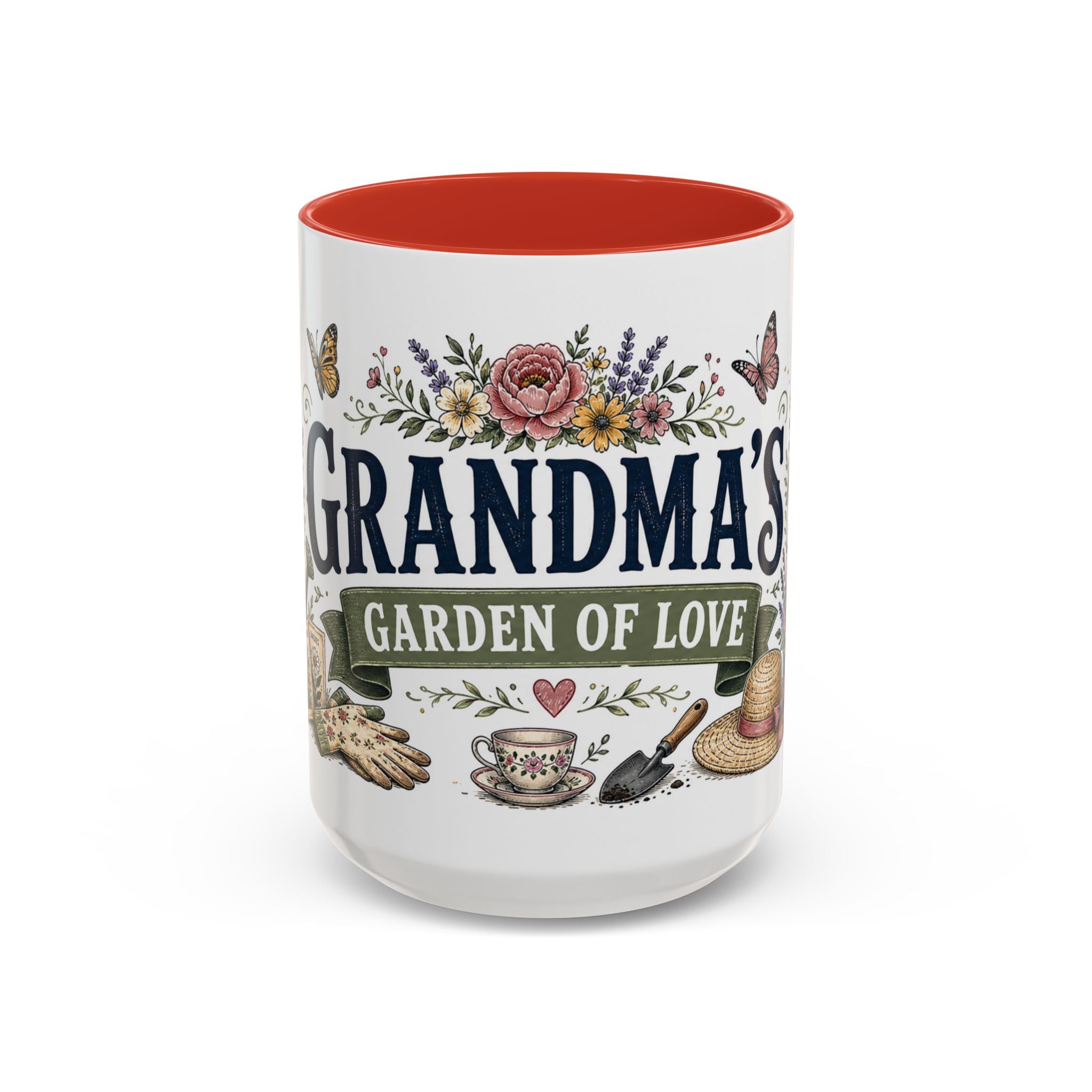 Grandma's Garden Of Love Coffee Mug | Gift From Grandkids | Accent Color Ceramic 11oz 15oz