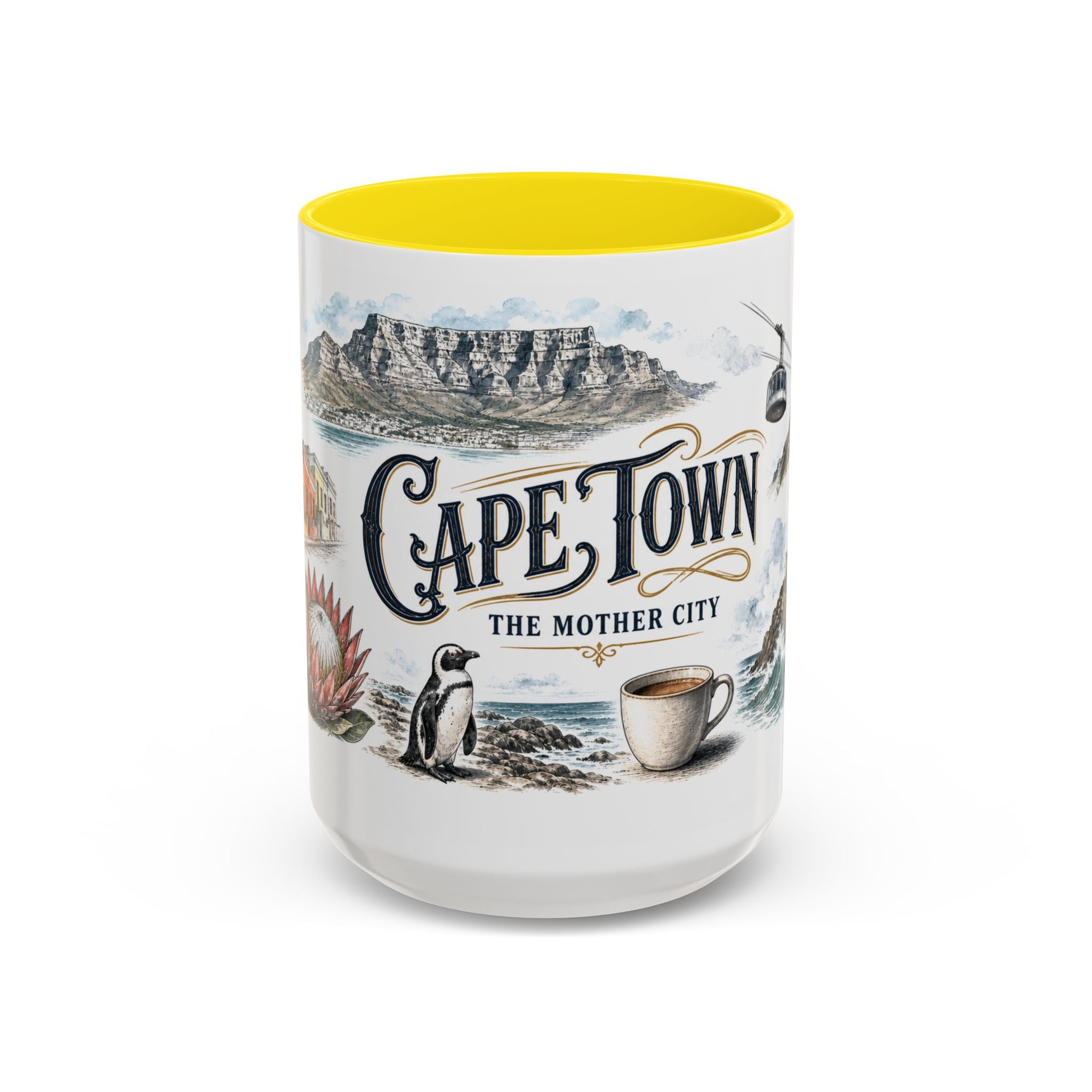 Cape Town Coffee Mug | South Africa Travel Souvenir | Vintage Illustrated City Gift | 11 oz 15 oz Accent Mug