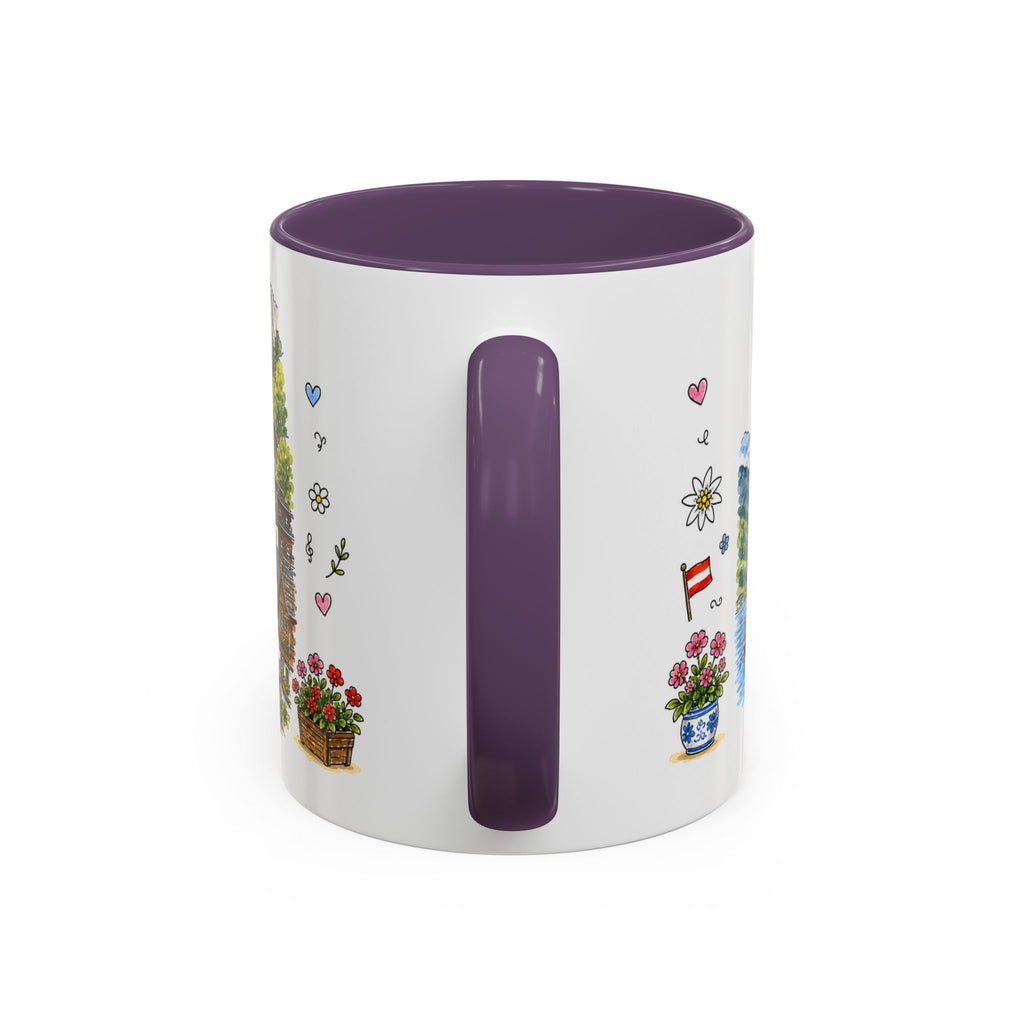 Hallstatt Illustrated Travel Mug | Austria Souvenir Accent Coffee Mug | 11oz 15oz Ceramic Cup