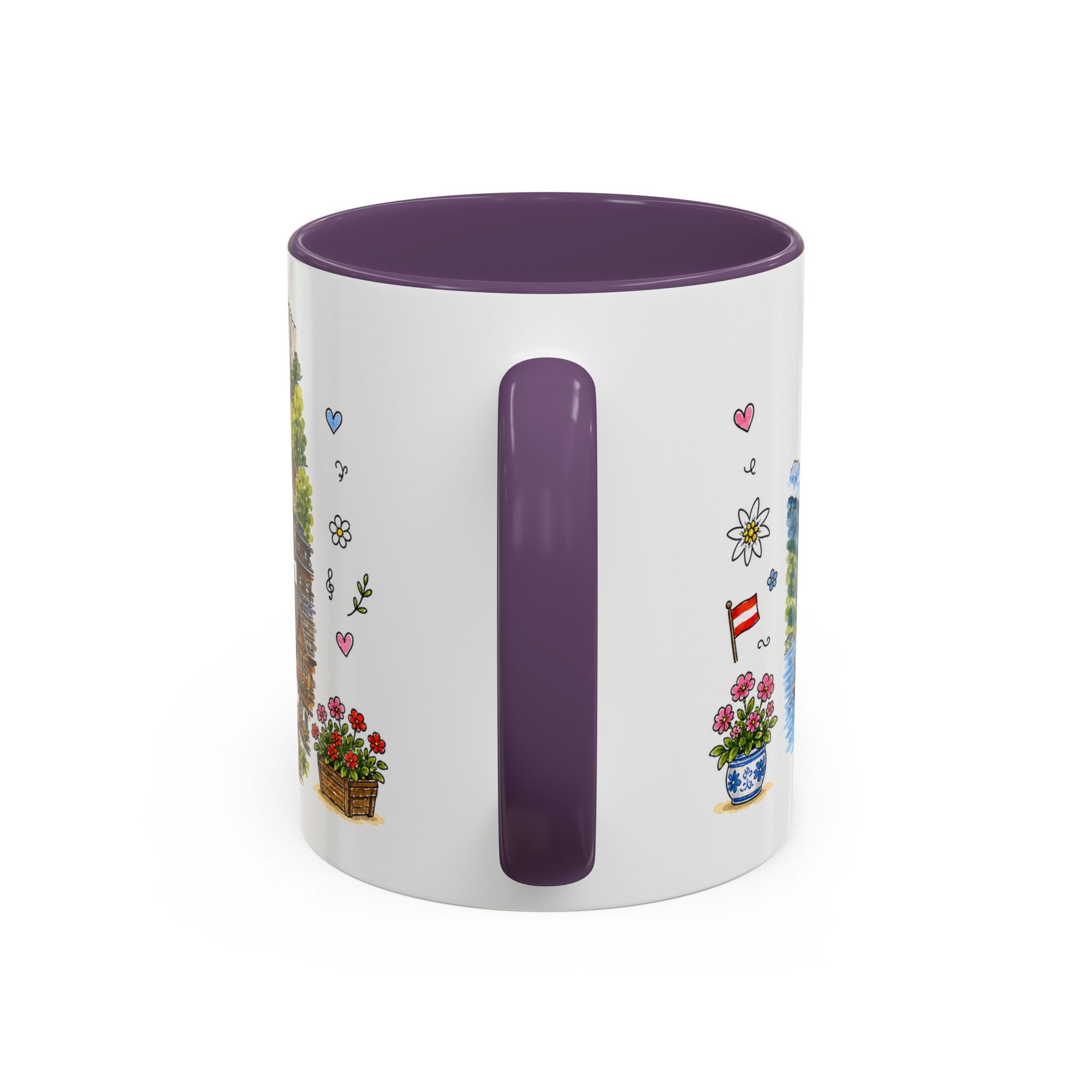 Hallstatt Illustrated Travel Mug | Austria Souvenir Accent Coffee Mug | 11oz 15oz Ceramic Cup