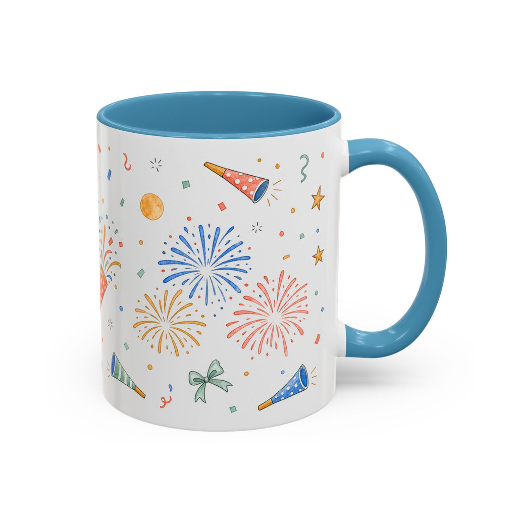 New Year Confetti Mug | Party Popper Watercolor Celebration Gift | Accent Cup 11oz 15oz