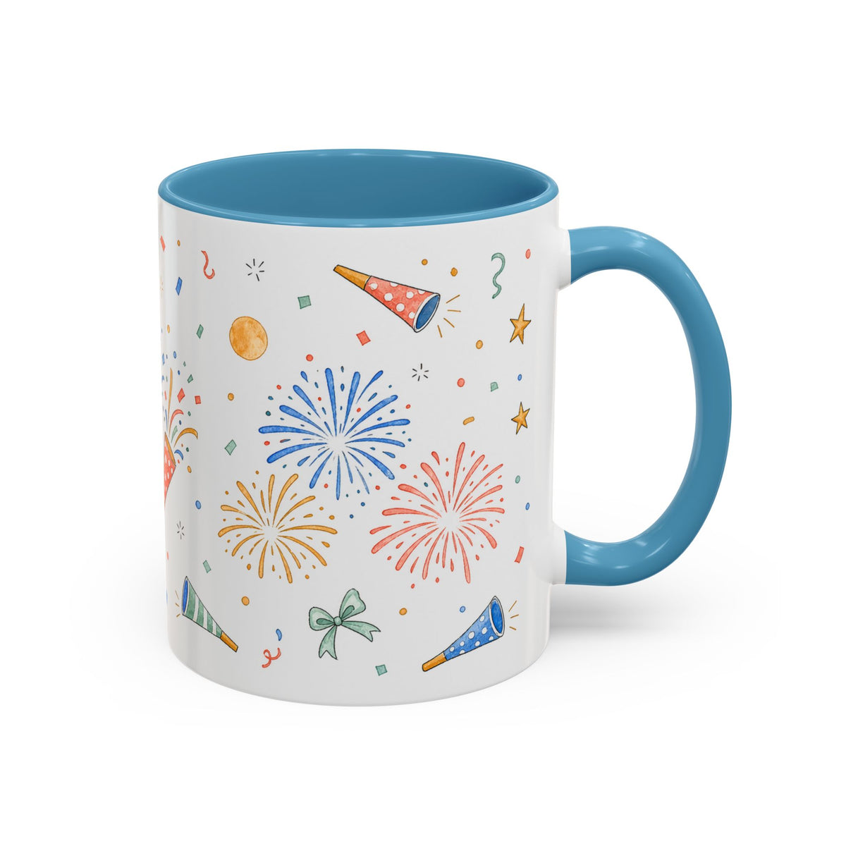 New Year Confetti Mug | Party Popper Watercolor Celebration Gift | Accent Cup 11oz 15oz