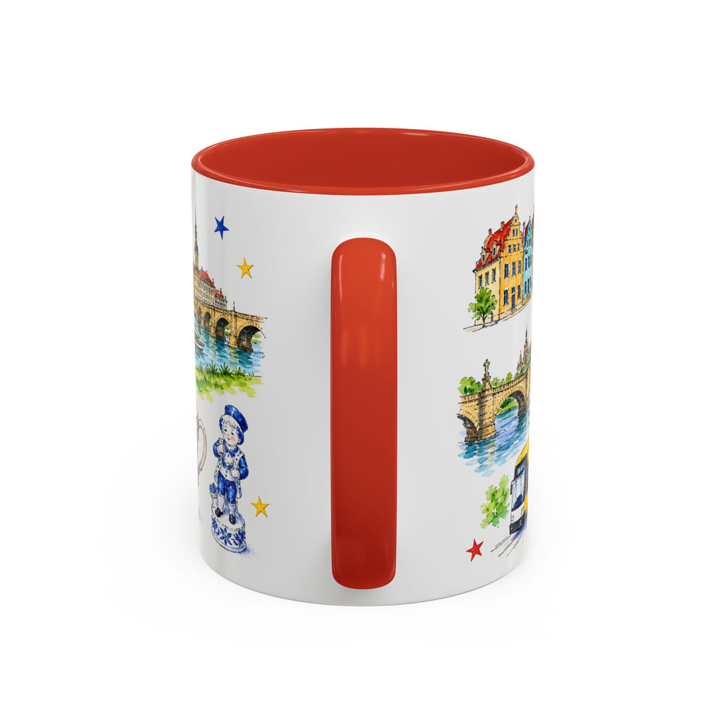 Dresden Illustrated Travel Mug | City Souvenir Accent Coffee Mug | 11oz 15oz Ceramic Cup