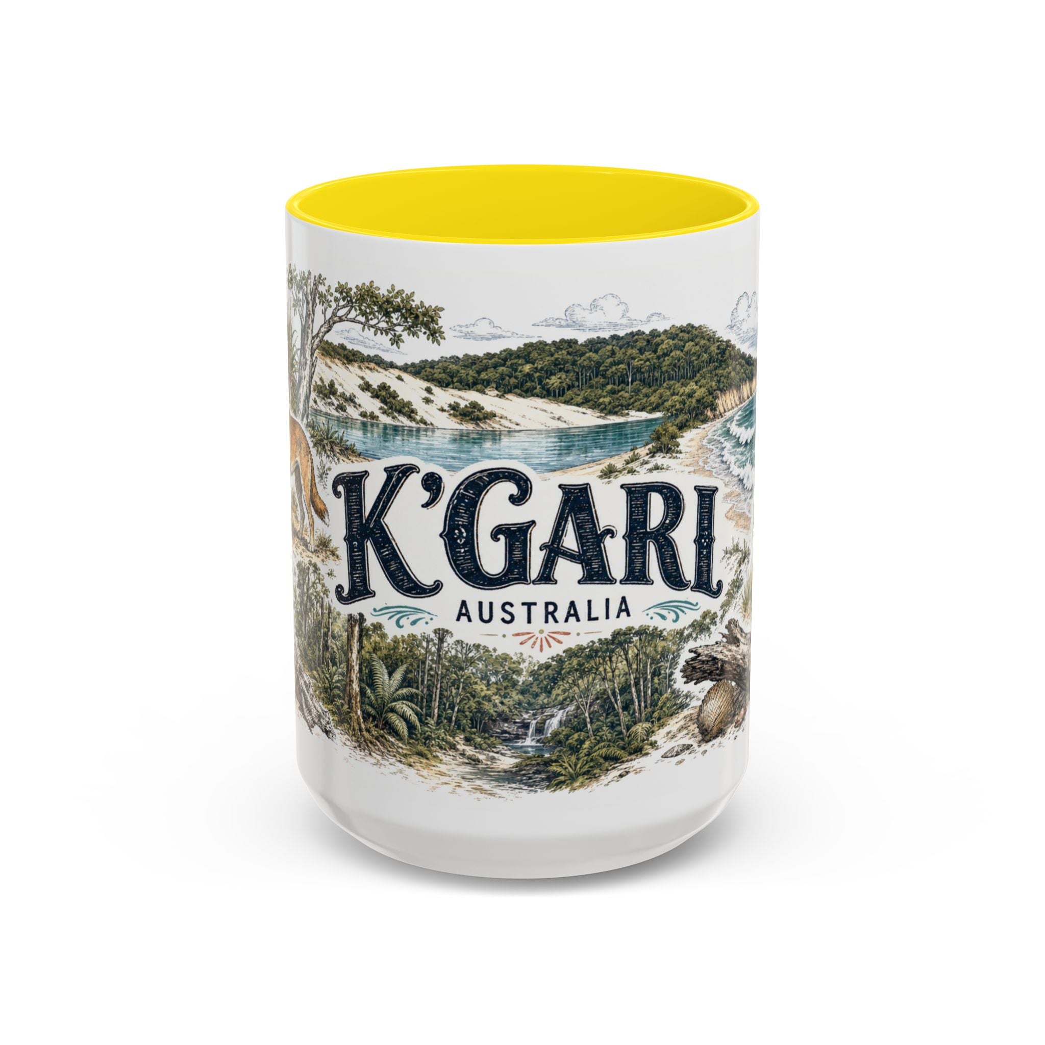 K'gari Mug, Australia Travel Souvenir, Bucket List Gift, Accent Ceramic Coffee Mug 11oz 15oz