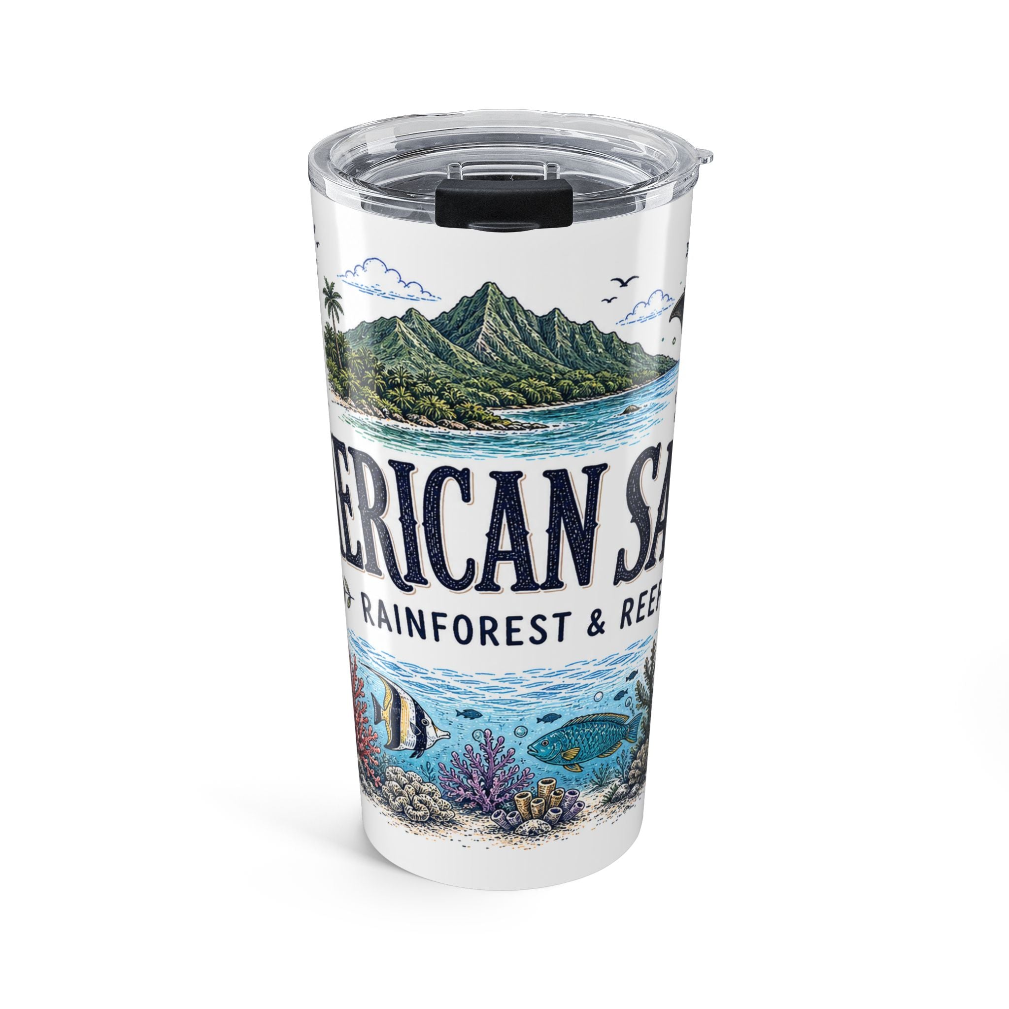 American Samoa National Park 20oz Tumbler | Pacific Island Rainforest Reef Gift | Insulated Stainless Steel Travel Cup