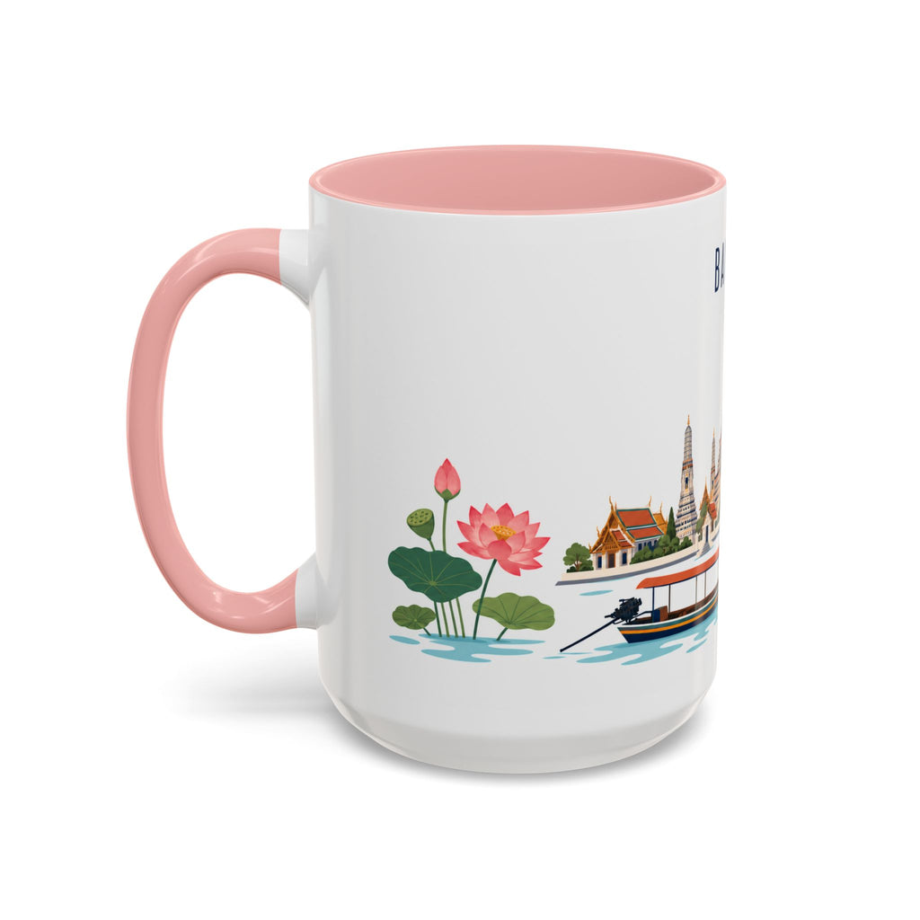 Bangkok Coffee Mug | Thailand Travel Souvenir | Porcelain Decal City Gift | 11oz 15oz Accent Mug