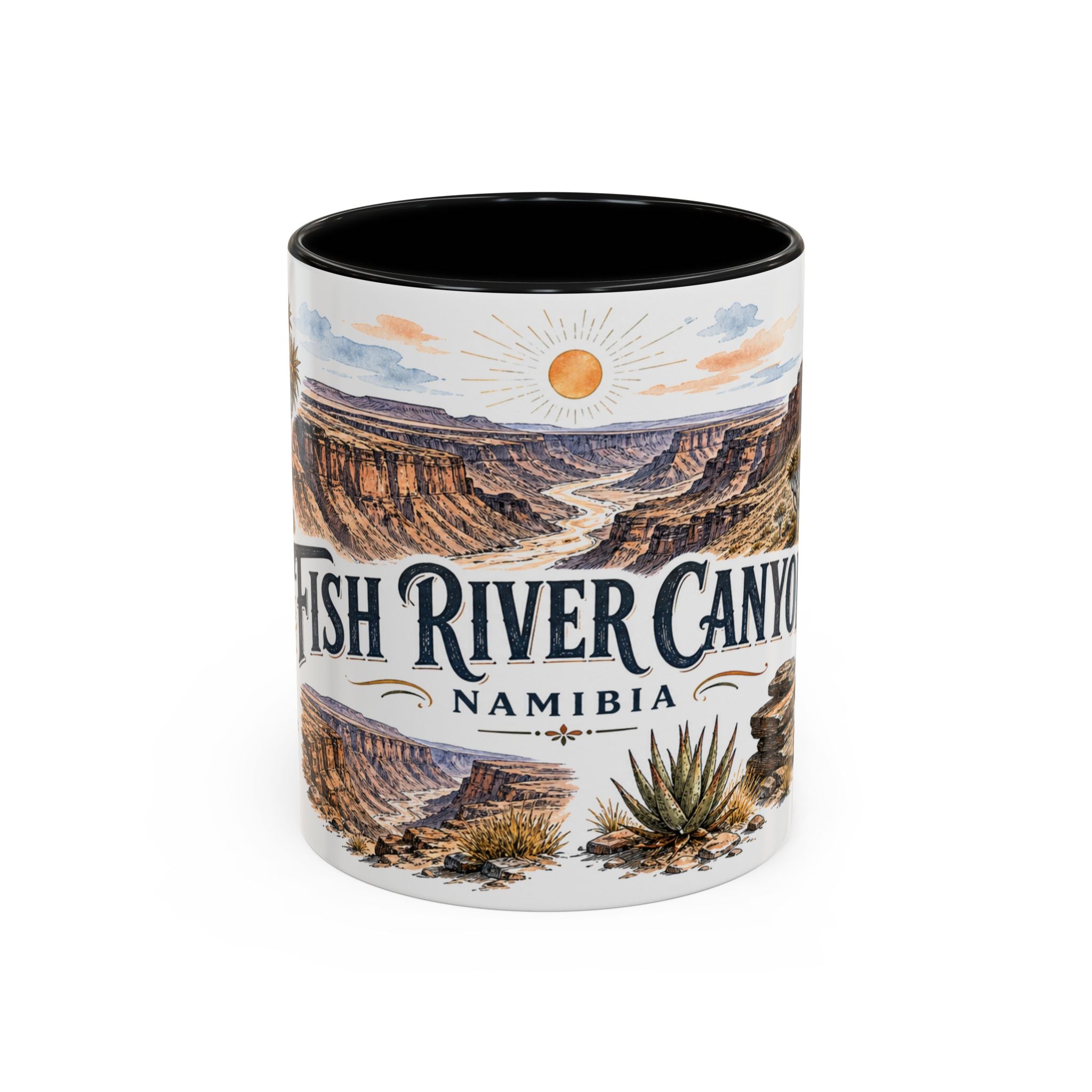 Fish River Canyon Mug, Namibia Travel Souvenir, Bucket List Gift, Accent Ceramic Coffee Mug 11oz 15oz