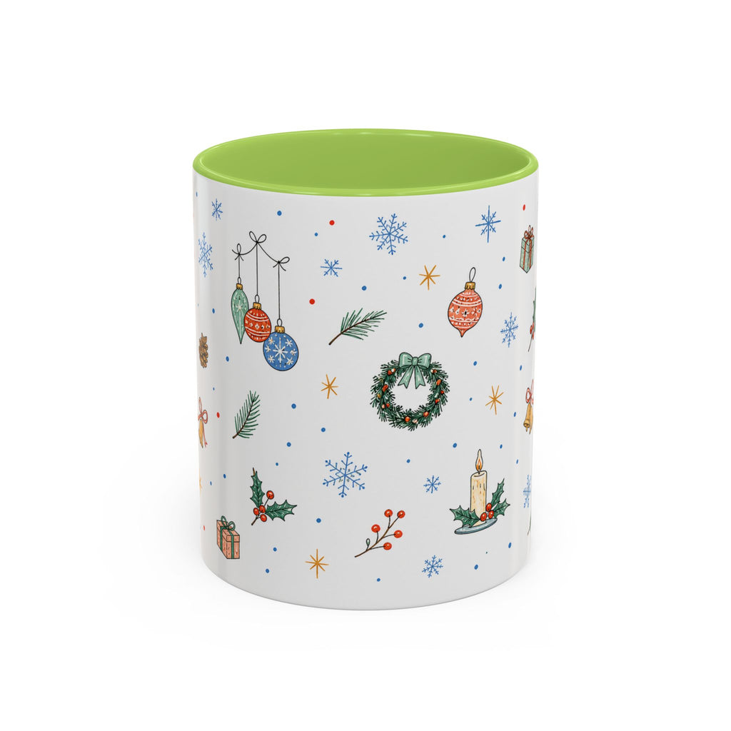 Christmas Ornament Mug | Snowflake Watercolor Holiday Gift | Accent Cup 11oz 15oz