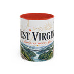 West Virginia State Map Mug | Appalachian Bridge, Rhododendron Accent Coffee Cup