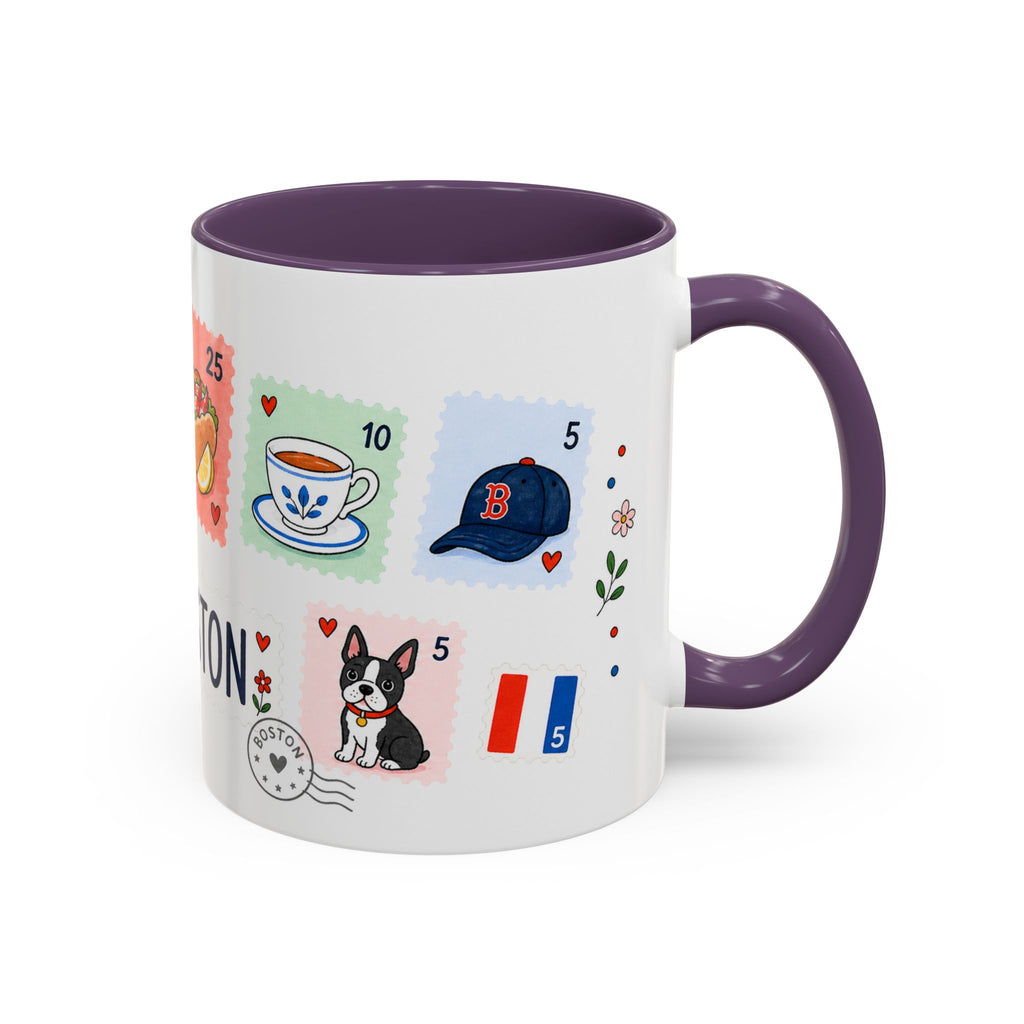 Boston Coffee Mug | Postage Stamp Collage Mug | Travel Souvenir Accent Cup 11oz 15oz