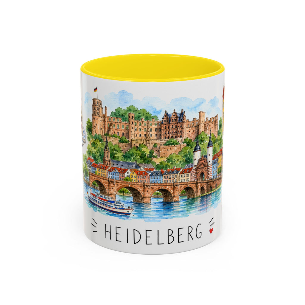 Heidelberg Illustrated Travel Mug | City Souvenir Accent Coffee Mug | 11oz 15oz Ceramic Cup
