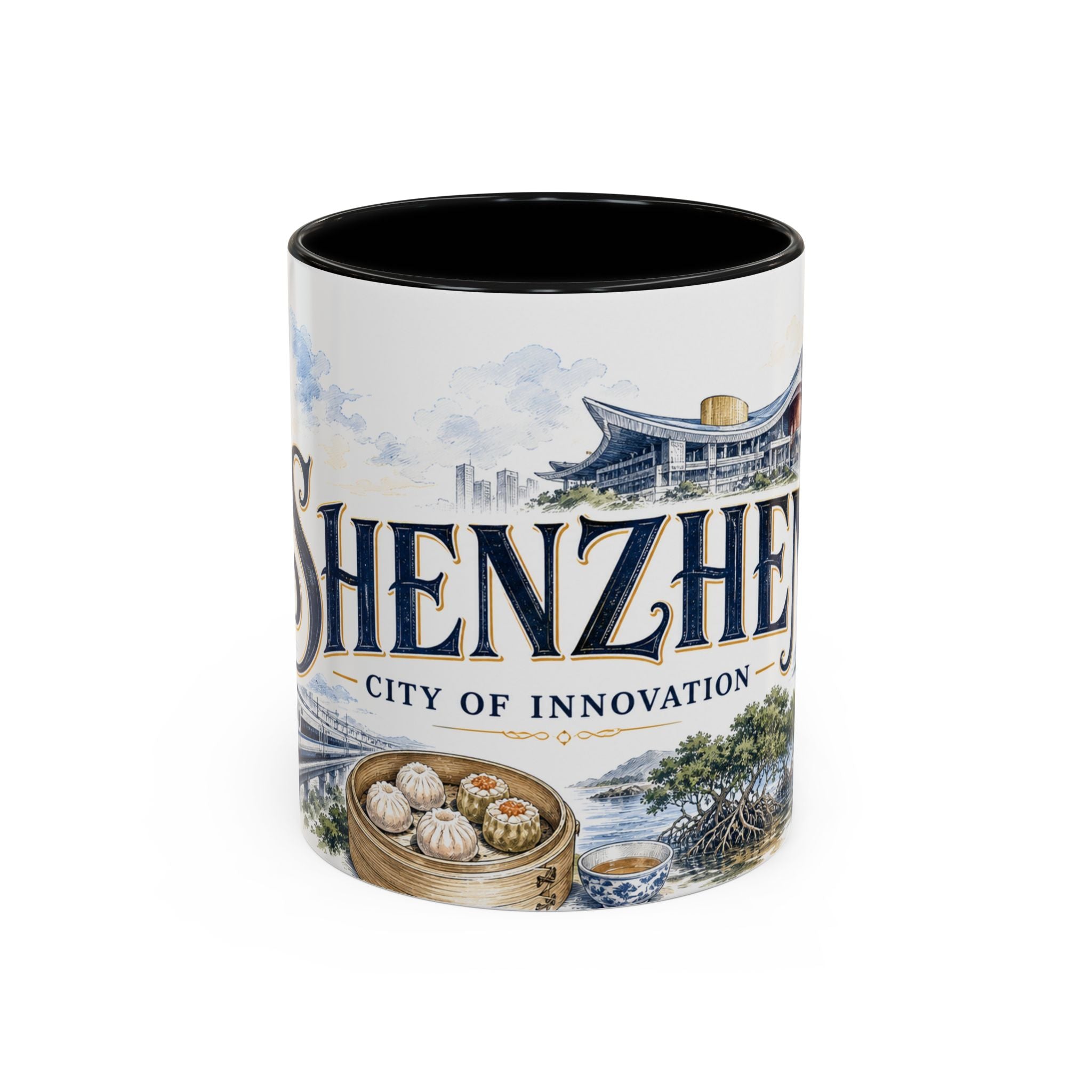 Shenzhen Coffee Mug | China Travel Souvenir | Vintage Illustrated City Gift | 11 oz 15 oz Accent Mug