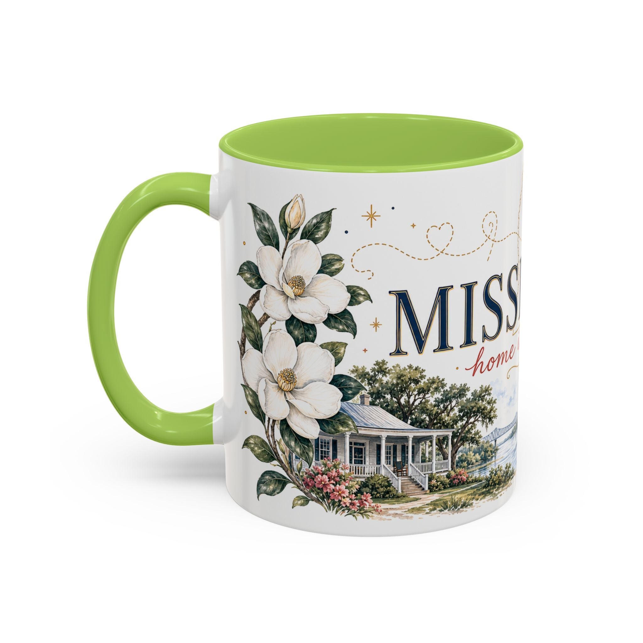 Mississippi State Map Mug | Moving Away, Homesick Gift | Botanical Accent Coffee Cup