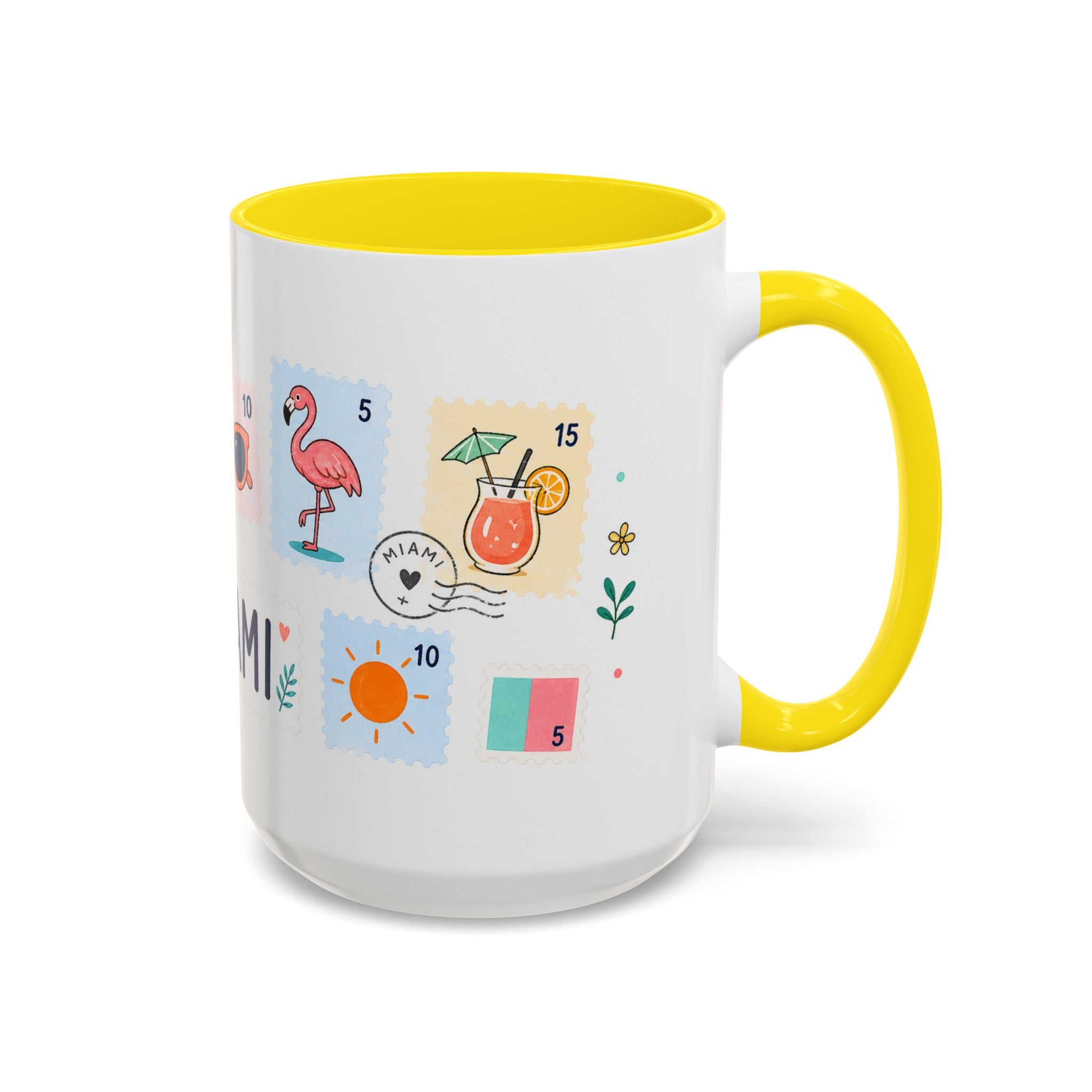 Miami Coffee Mug | Postage Stamp Collage Mug | Travel Souvenir Accent Cup 11oz 15oz