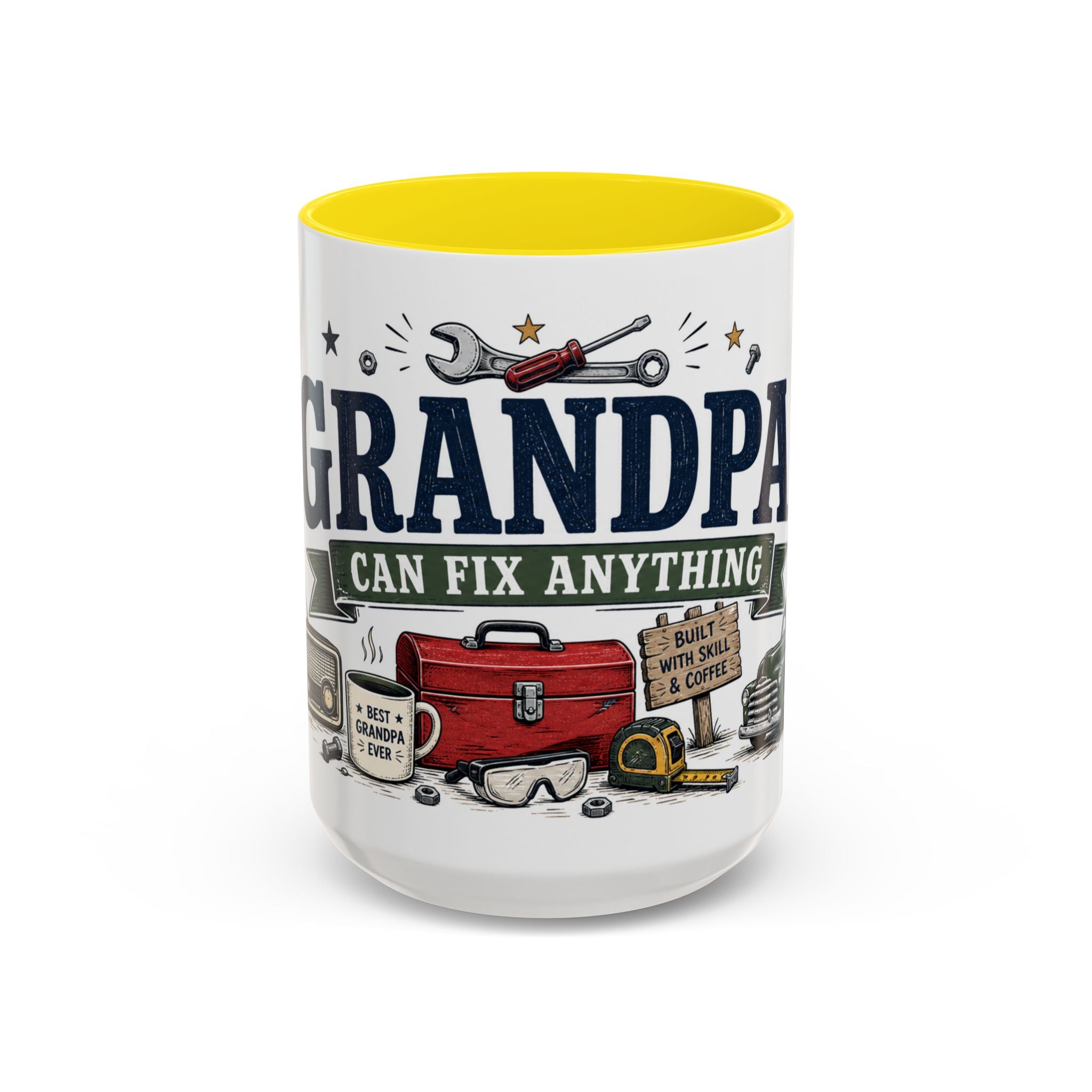 Grandpa Can Fix Anything Coffee Mug | Funny Gift From Grandkids | Accent Ceramic 11oz 15oz