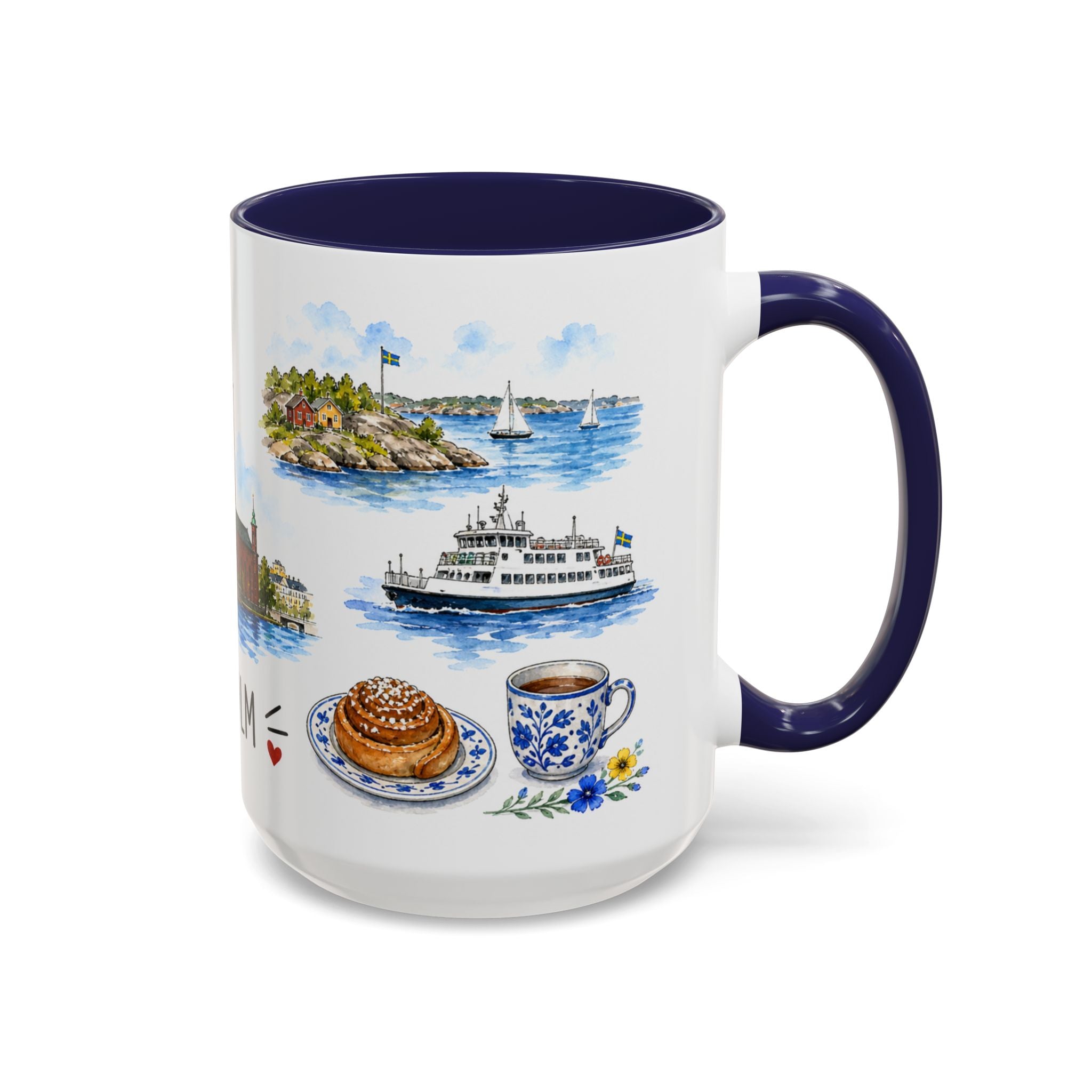Stockholm Illustrated Travel Mug | City Souvenir Accent Coffee Mug | 11oz 15oz Ceramic Cup