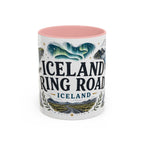 Iceland Ring Road Coffee Mug | Travel Destination Souvenir Gift | Accent Color Ceramic 11oz 15oz