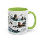 Kenai Fjords National Park Coffee Mug | Alaska Coastal Wildlife Hiking Gift | Accent Color Ceramic 11oz 15oz