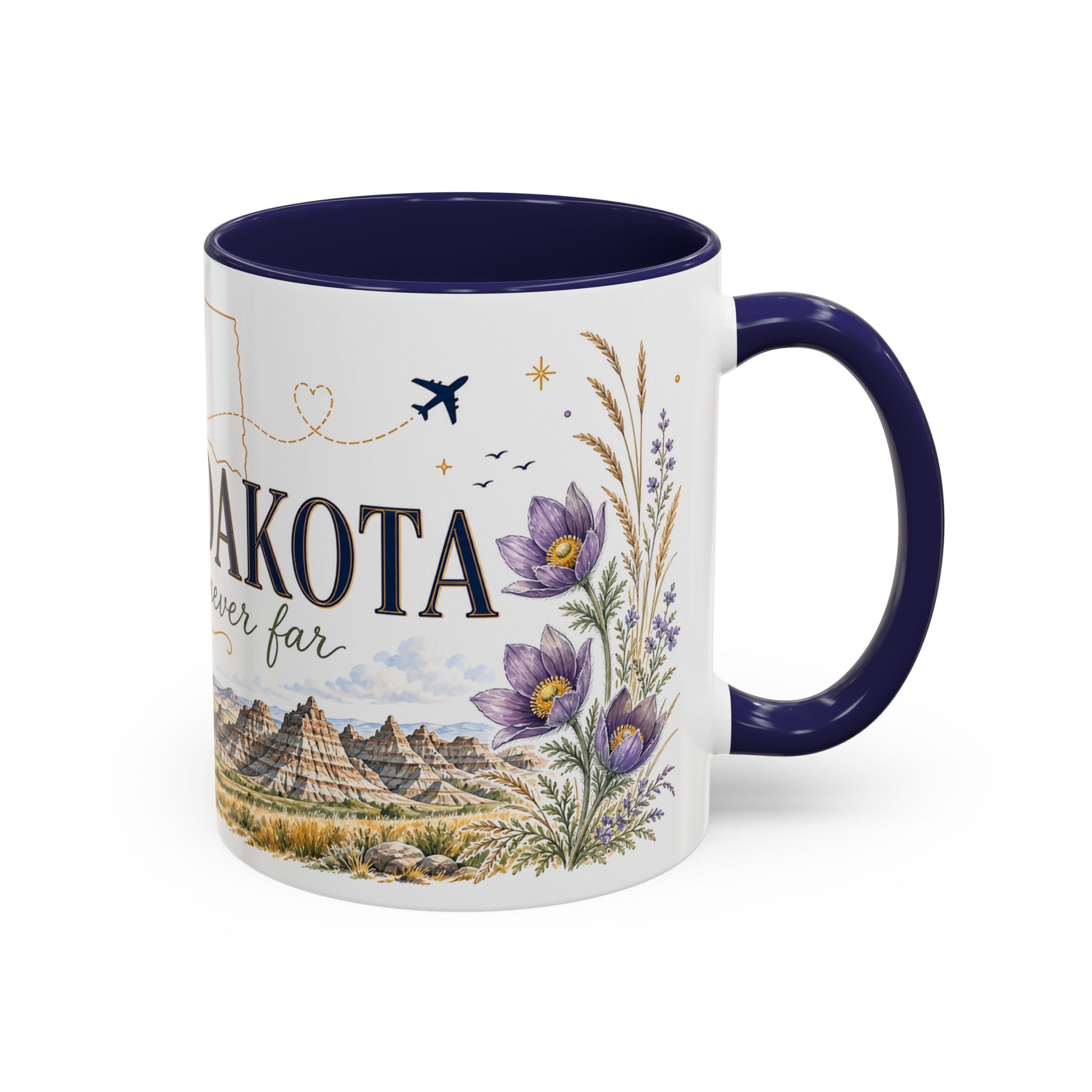South Dakota State Map Mug | Botanical Accents, Homesick Gift (11oz or 15oz)