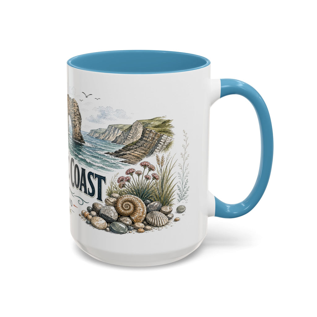 Jurassic Coast Mug, England Travel Souvenir, Bucket List Gift, Accent Ceramic Coffee Mug 11oz 15oz