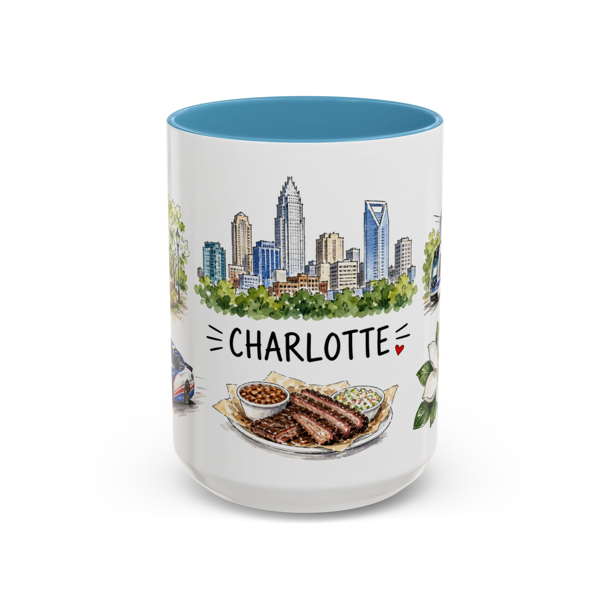 Charlotte Illustrated Travel Mug | City Souvenir Accent Coffee Mug | 11oz 15oz Ceramic Cup