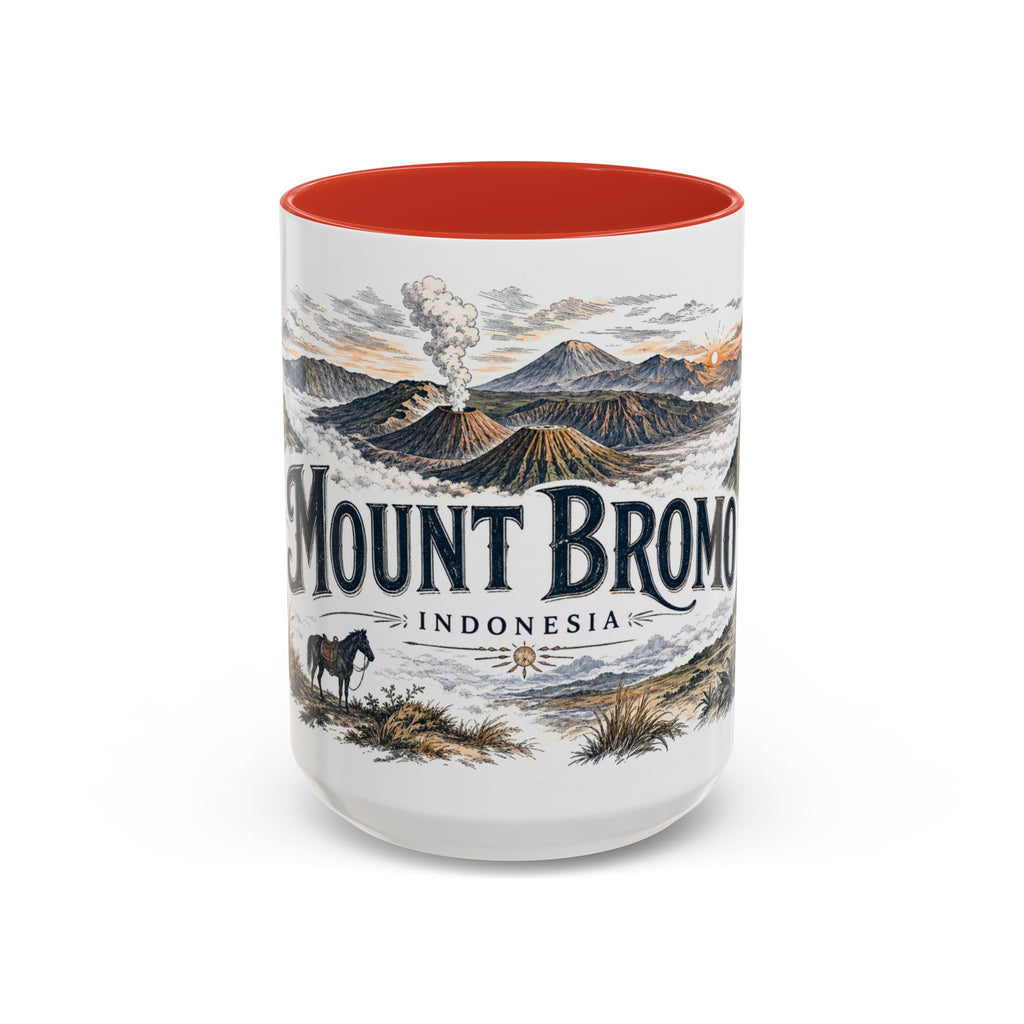 Mount Bromo Mug, Indonesia Travel Souvenir, Bucket List Gift, Accent Ceramic Coffee Mug 11oz 15oz