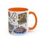 New Orleans Illustrated Travel Mug | City Souvenir Accent Coffee Mug | 11oz 15oz Ceramic Cup