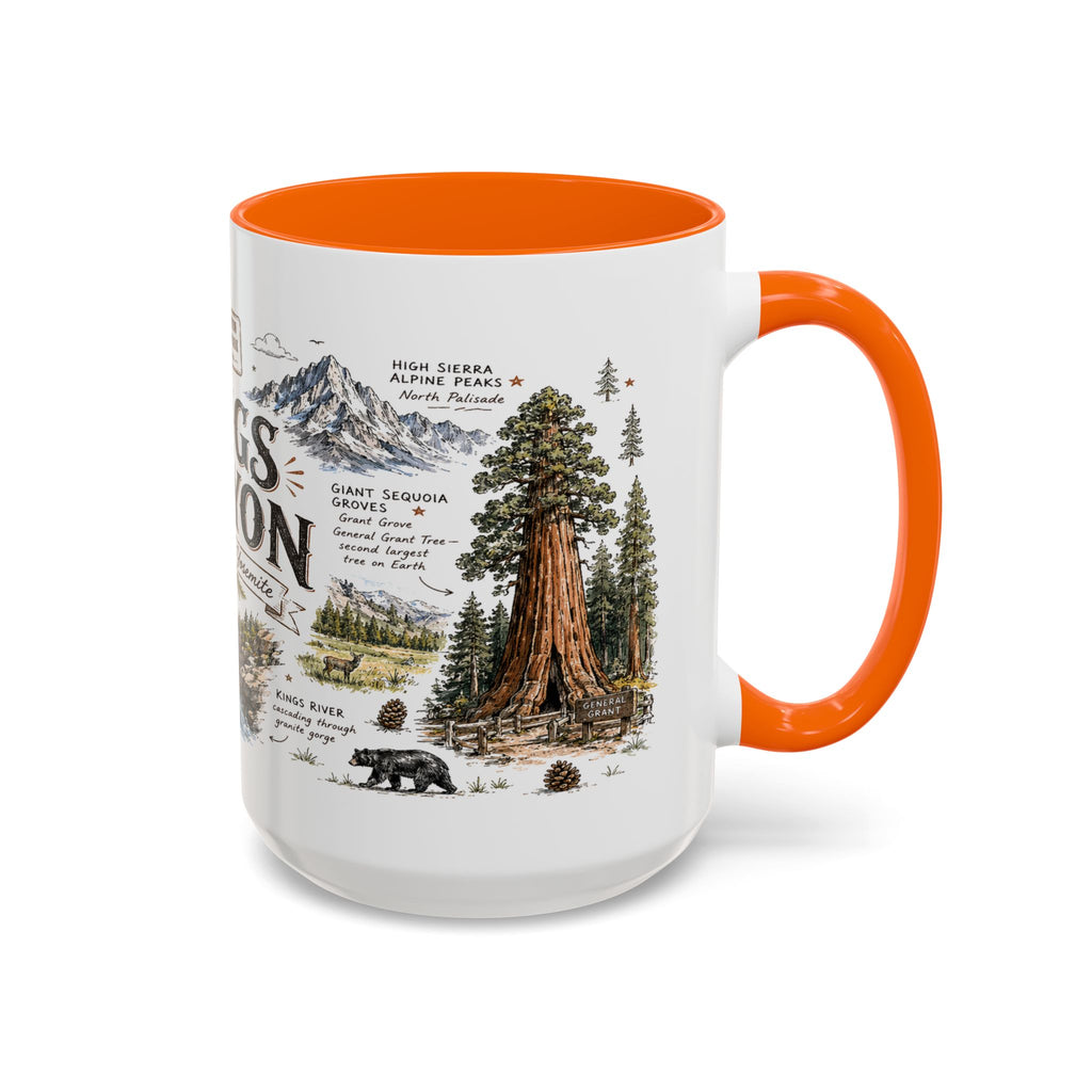 Kings Canyon National Park Coffee Mug | California Sierra Nevada Sequoia Gift | Accent Color Ceramic 11oz 15oz