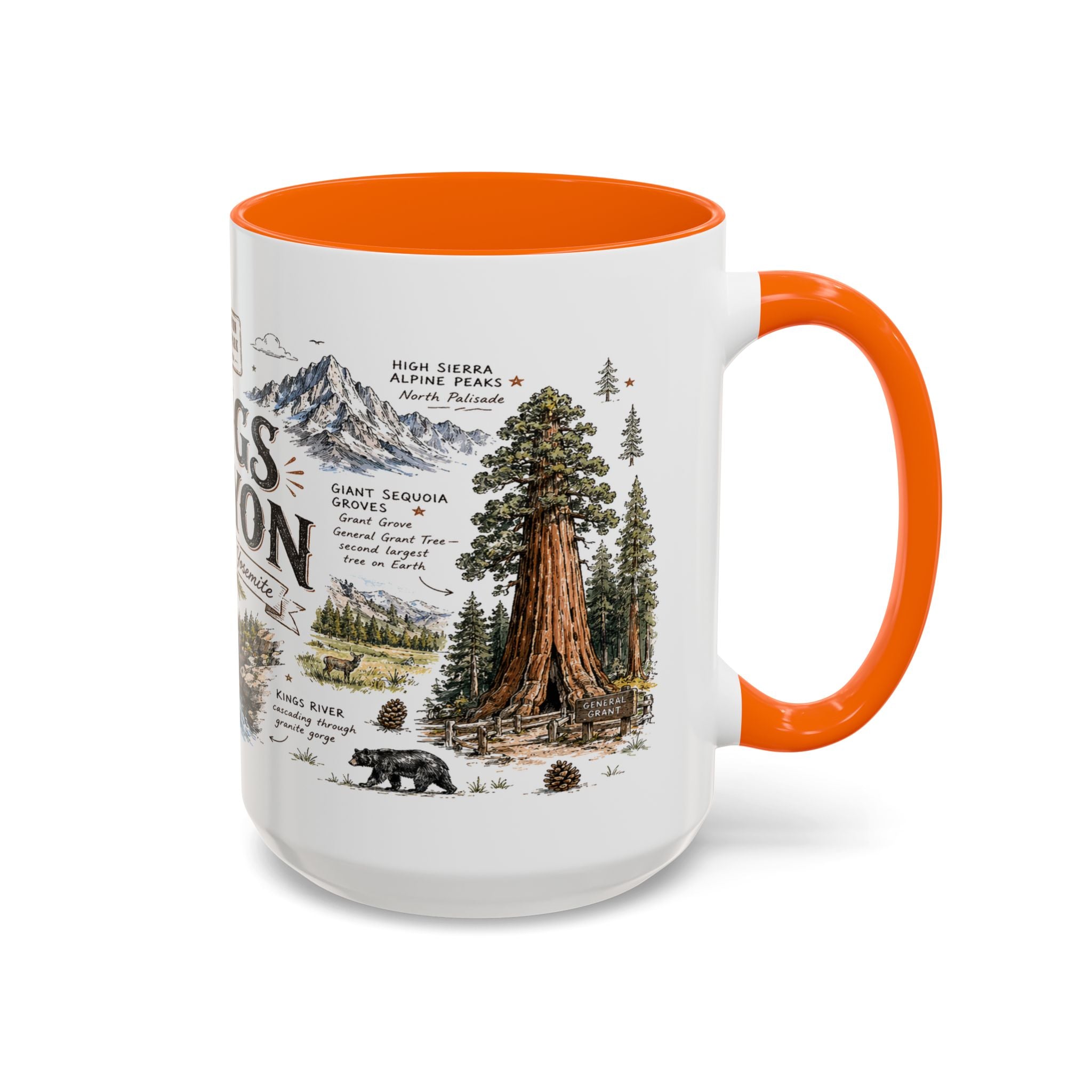 Kings Canyon National Park Coffee Mug | California Sierra Nevada Sequoia Gift | Accent Color Ceramic 11oz 15oz